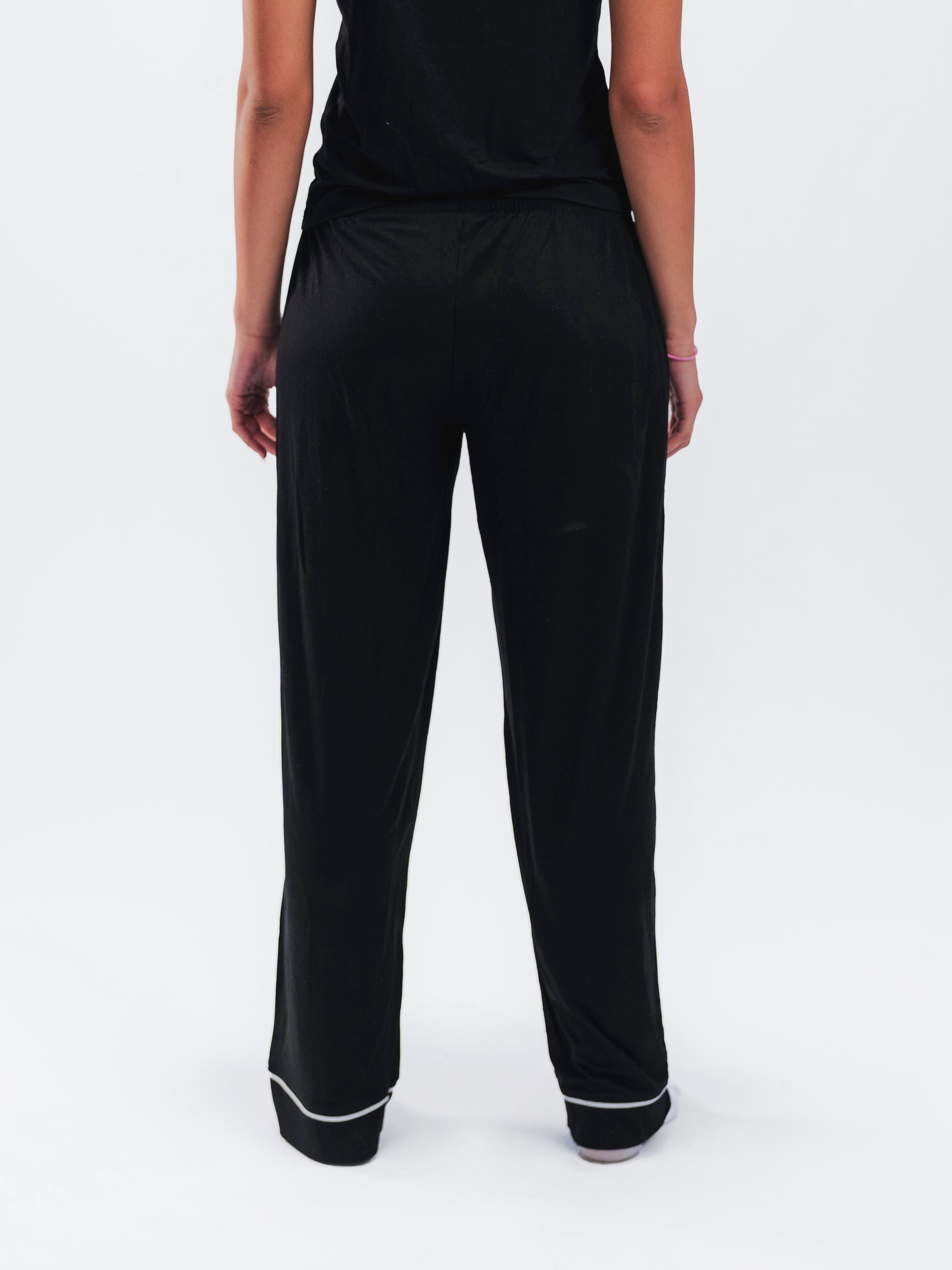 BLACK PIPED SPAGHETTI PANTS SET