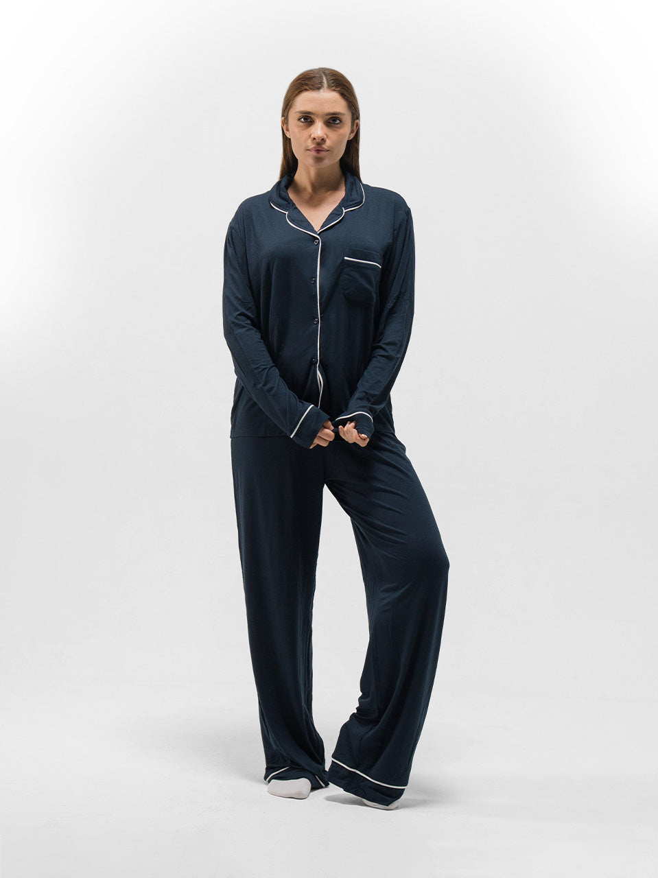 PIPED LONG SLEEVE & PANTS SET