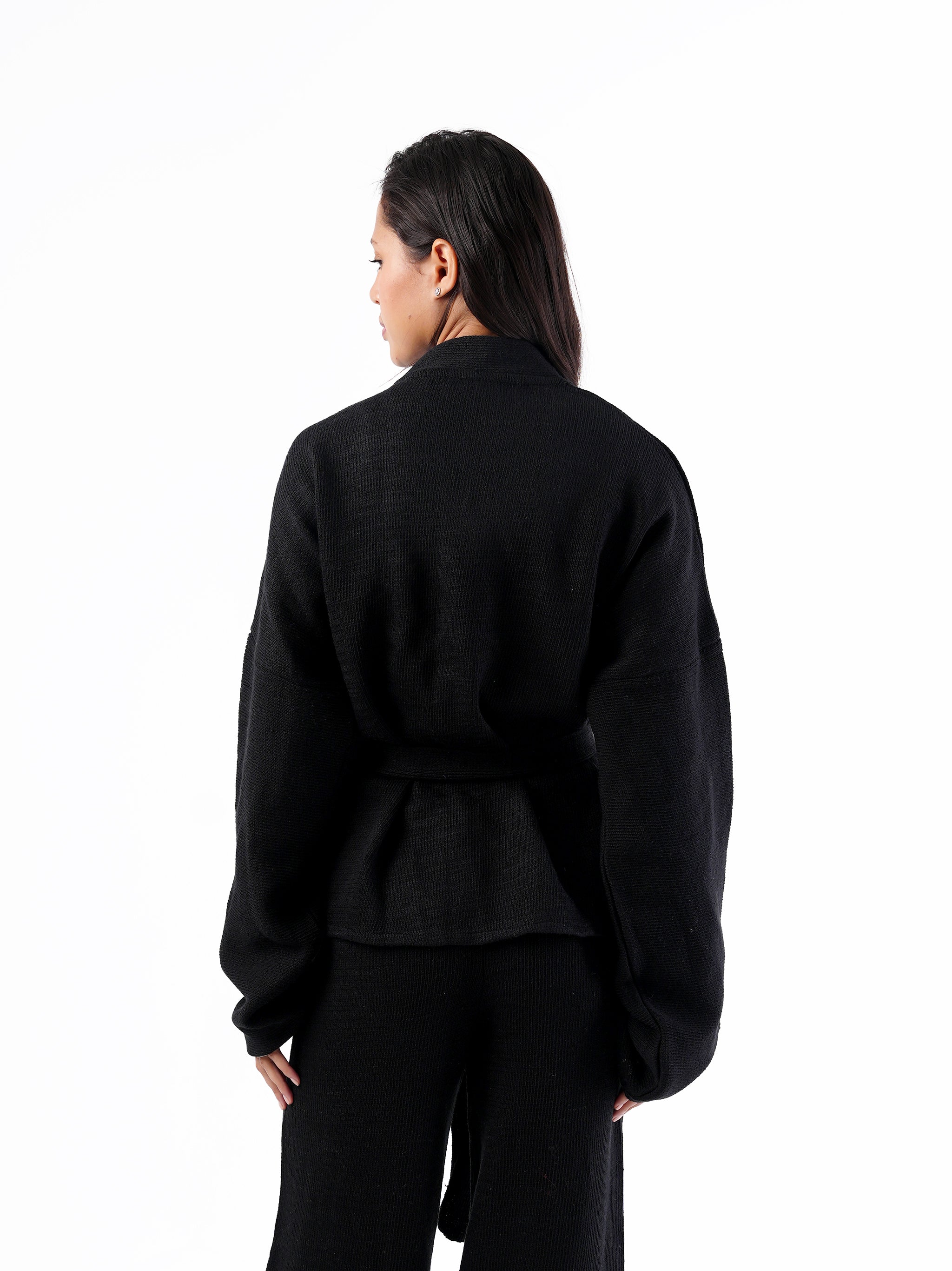 KNIT SHORT WRAP CARDIGAN