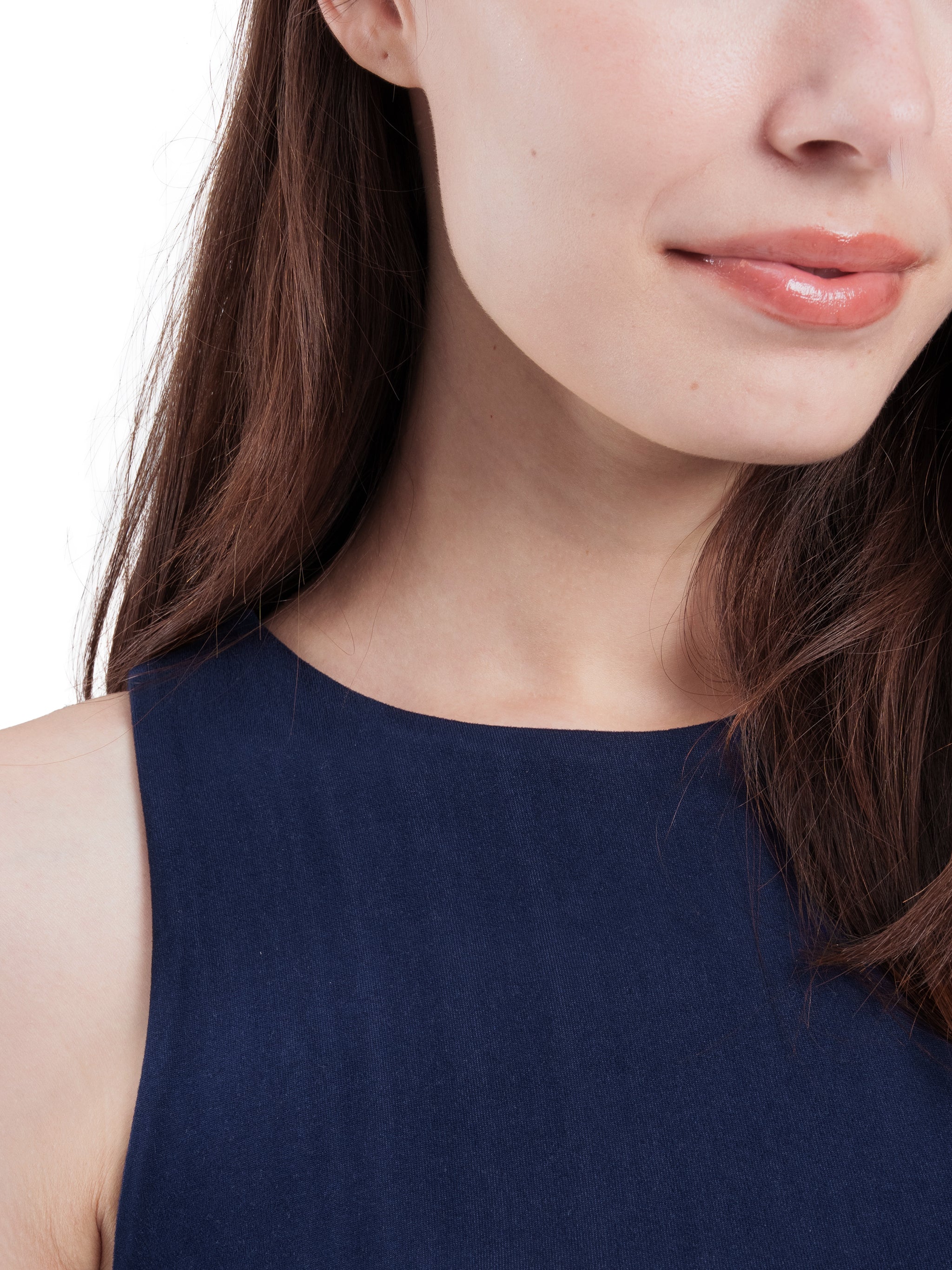 NAVY MICROFIBER CREWNECK TANK TOP