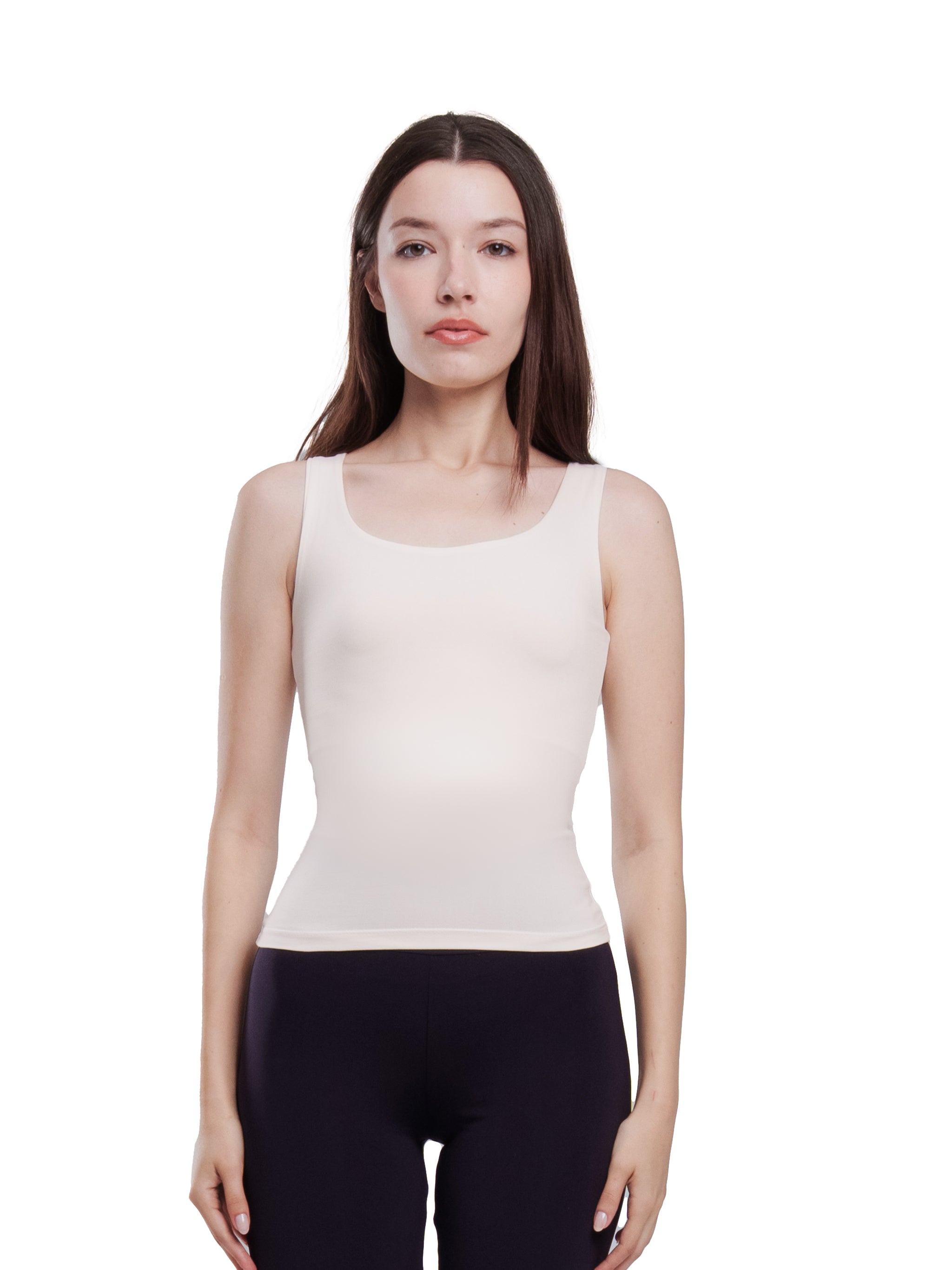 OFF-WHITE MICROFIBER U-SHAPED TANK TOP