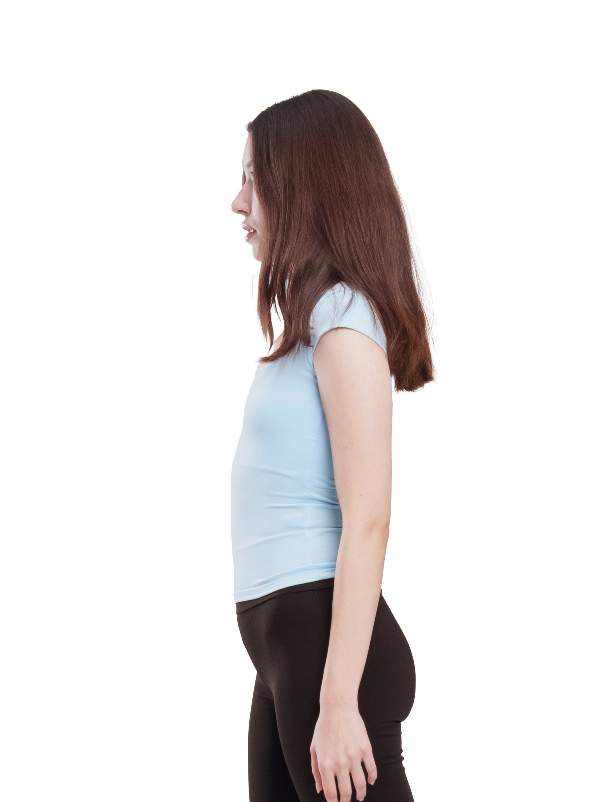 BABY BLUE MICROFIBER SQUARE NECK TOP