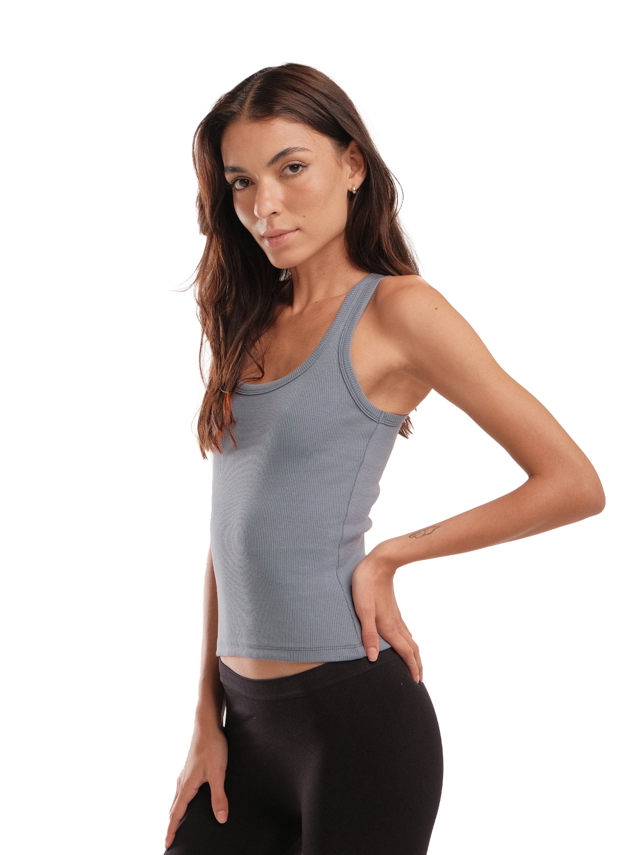 STEEL BLUE U-SHAPED TANK TOP