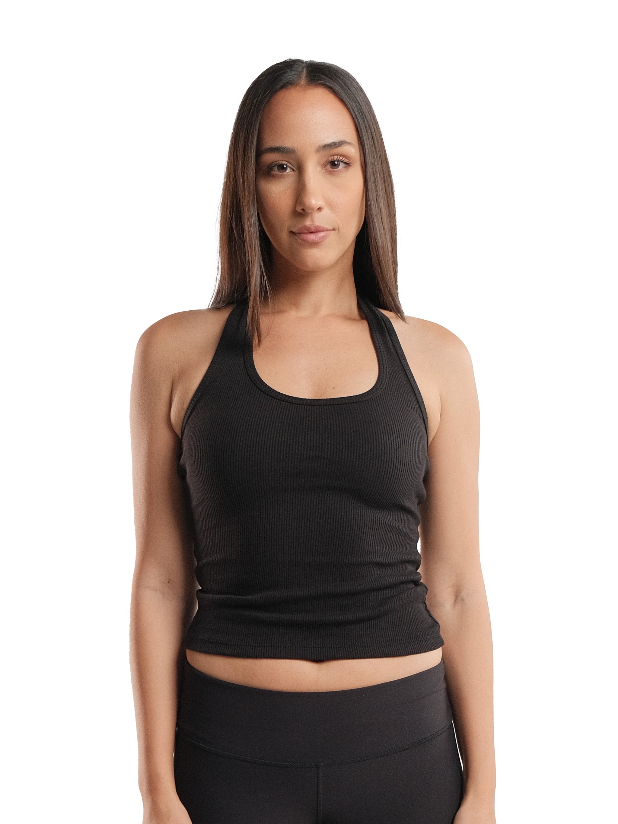 BLACK HALTER TOP