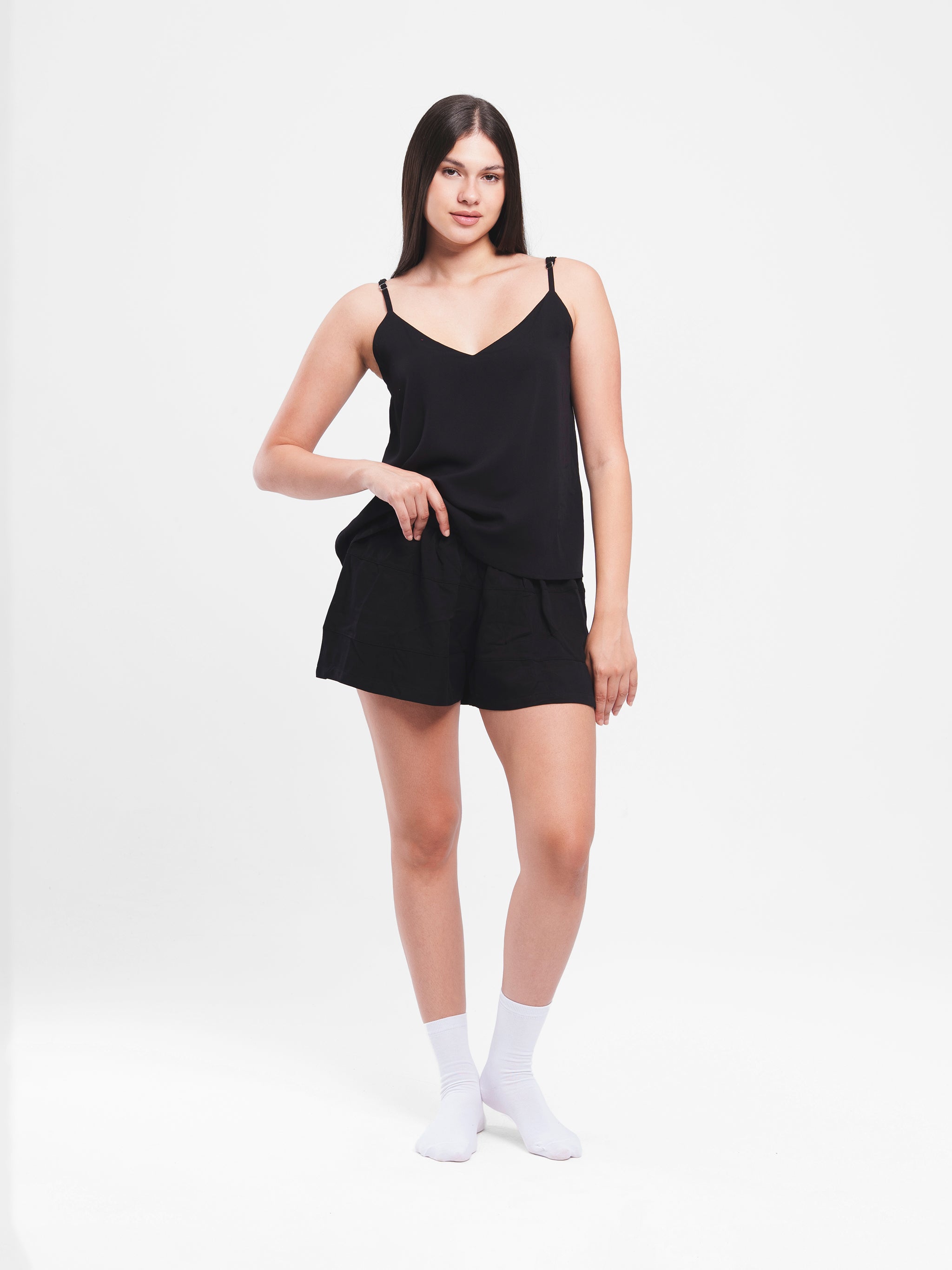 BLACK FLOWY SPAGHETTI SET