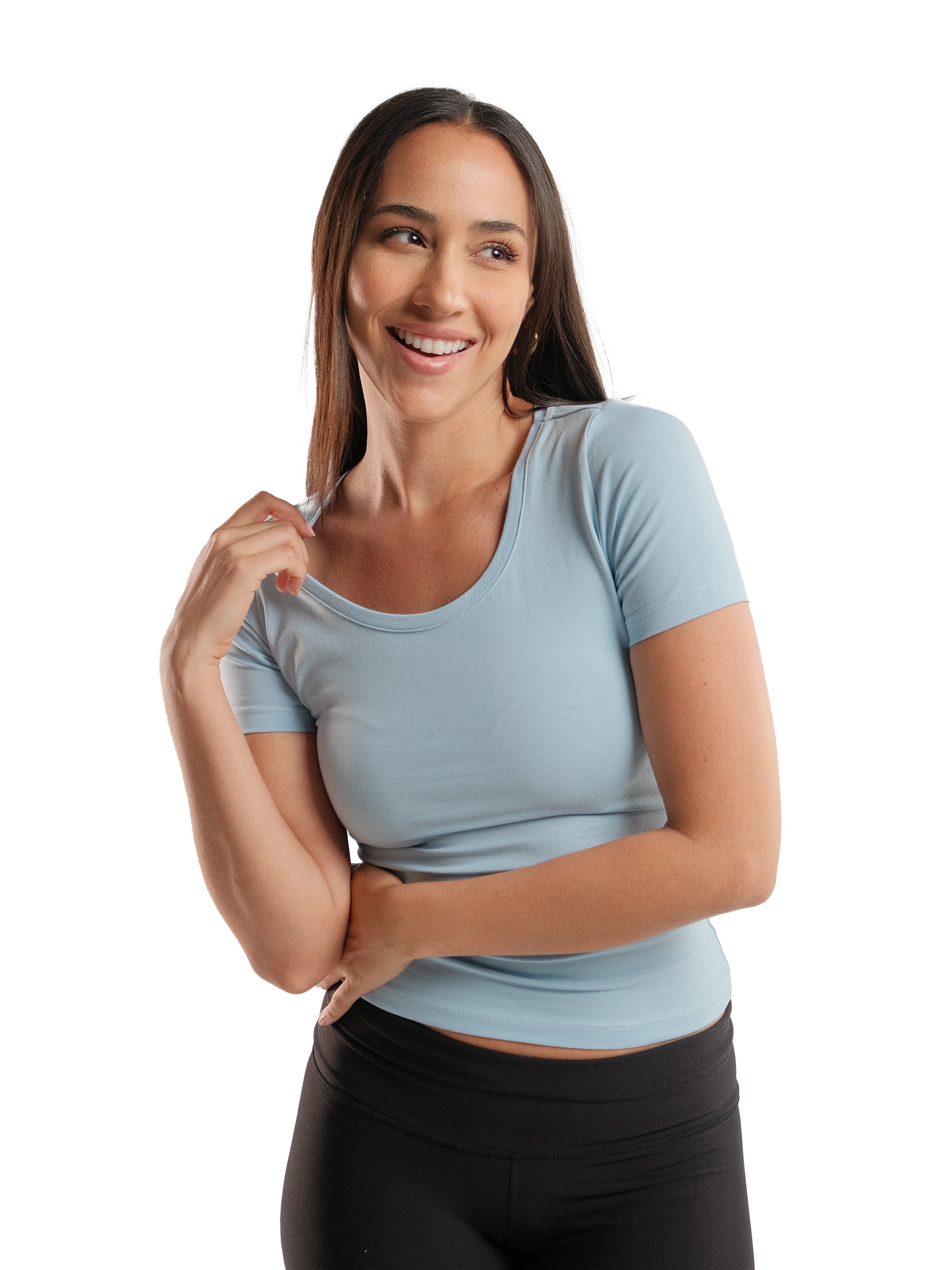 BABY BLUE U-SHAPED SHORT SLEEVE