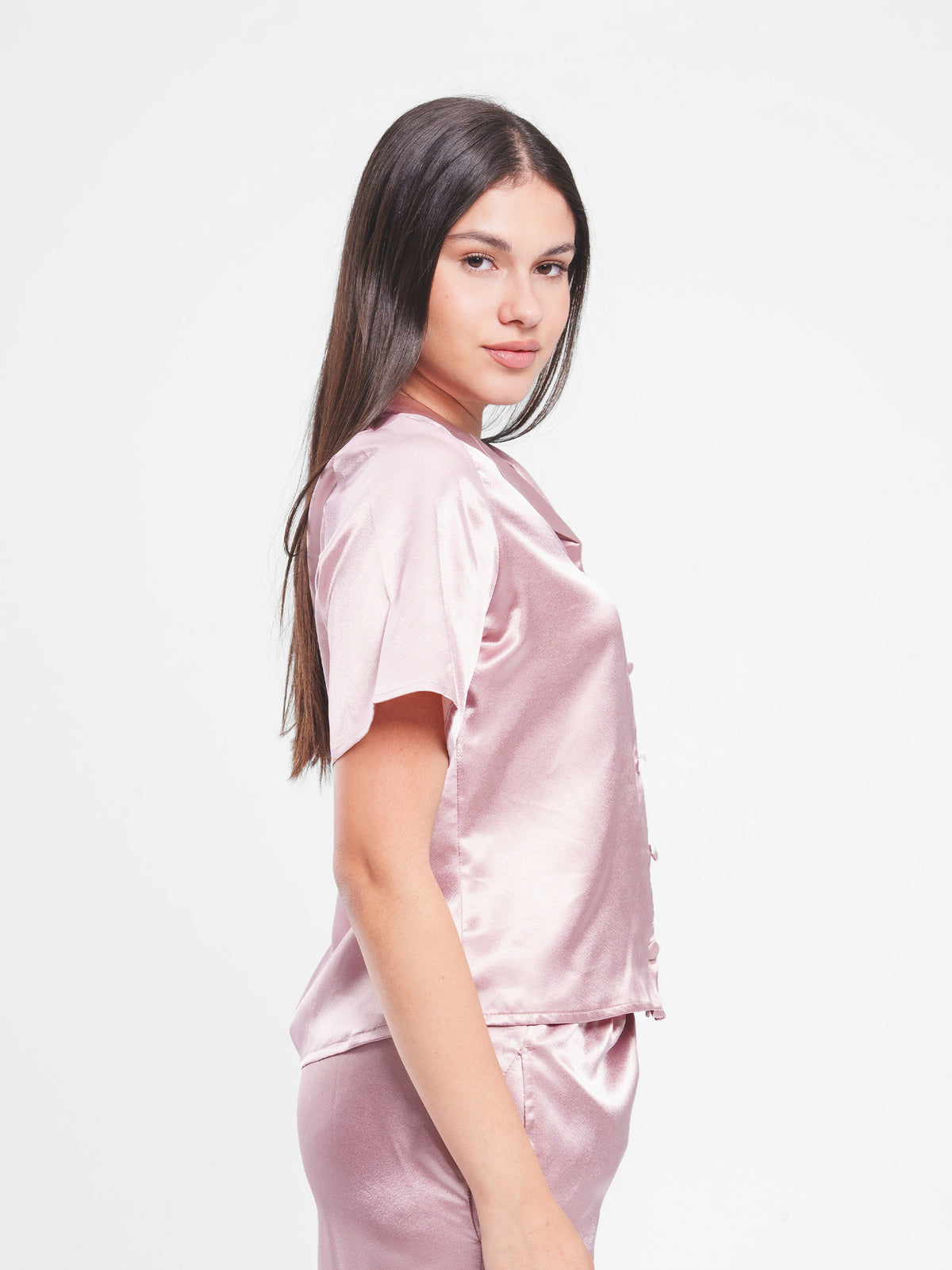 SATIN BUTTON UP SET