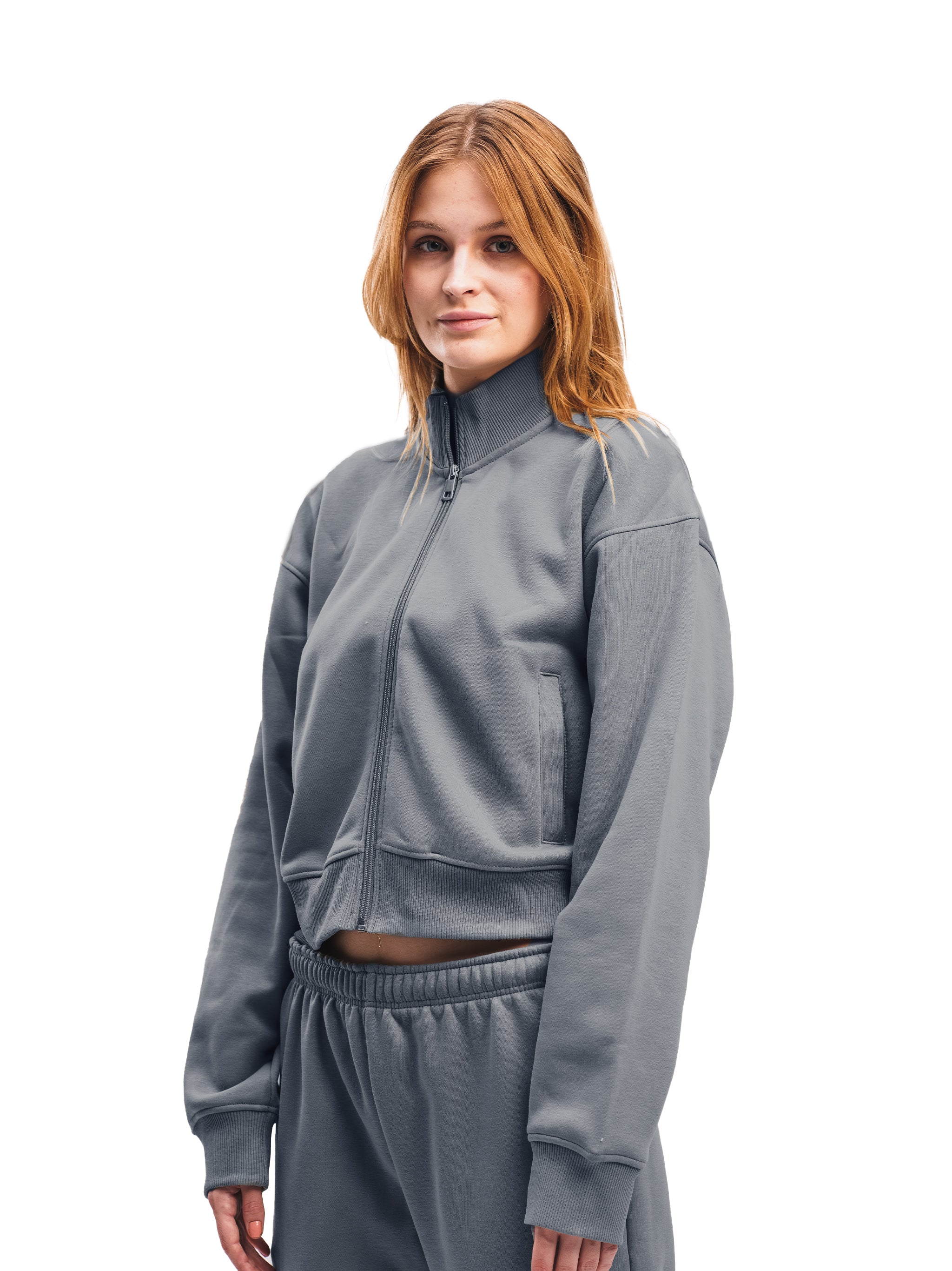 COOL GREY CROPPED ZIP UP