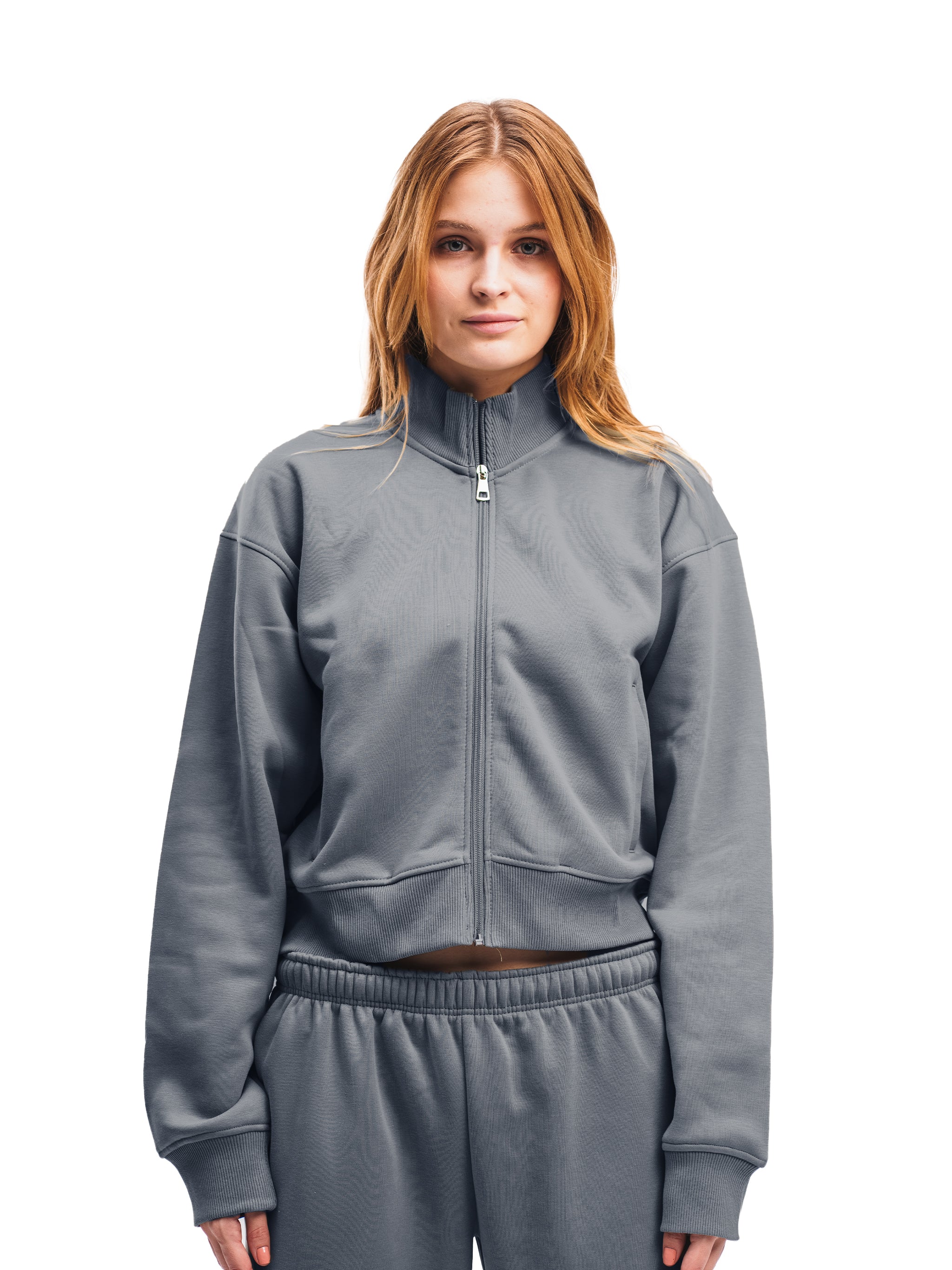 COOL GREY CROPPED ZIP UP