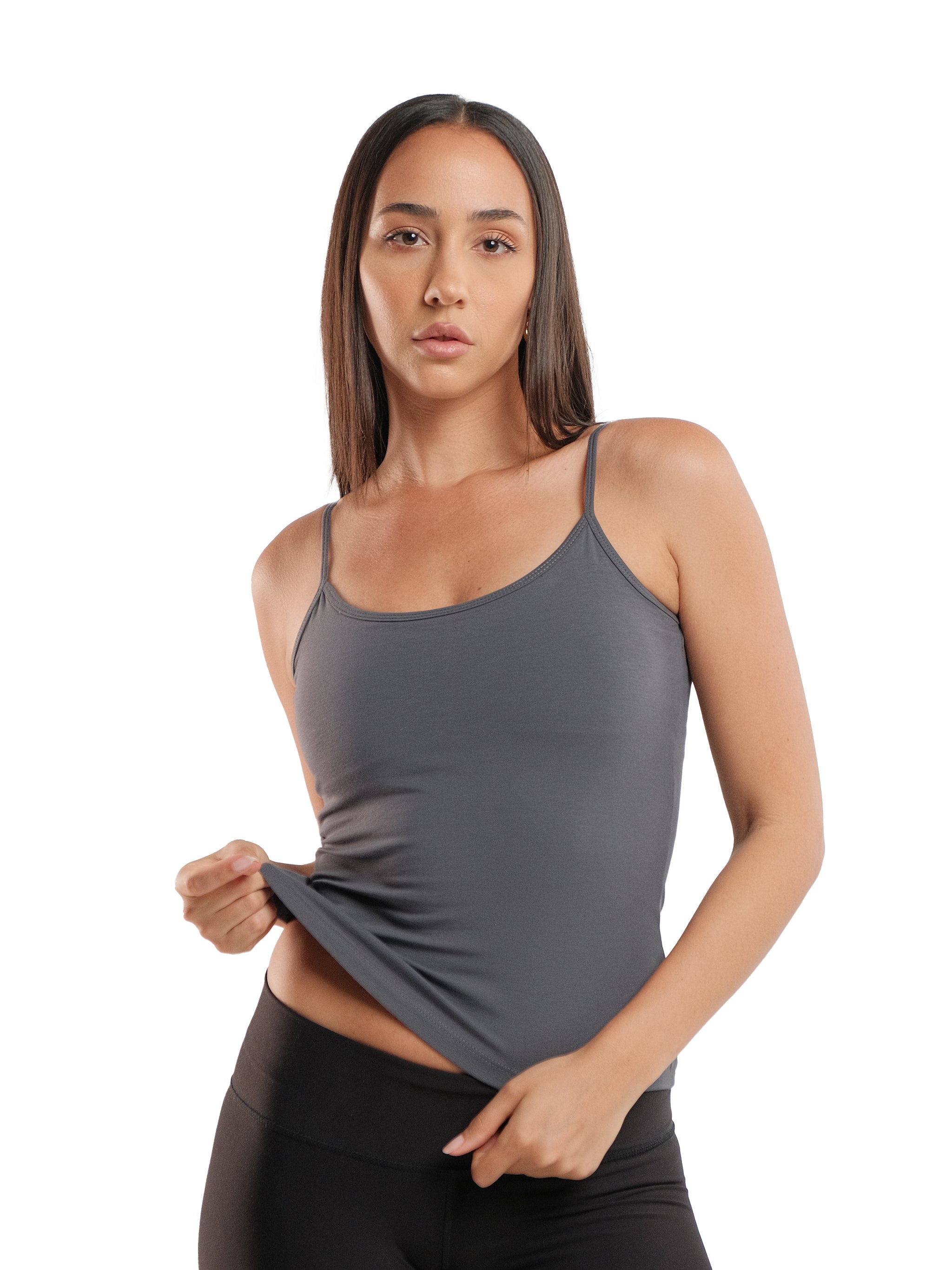 DARK GREY SPAGHETTI STRAP TANK TOP
