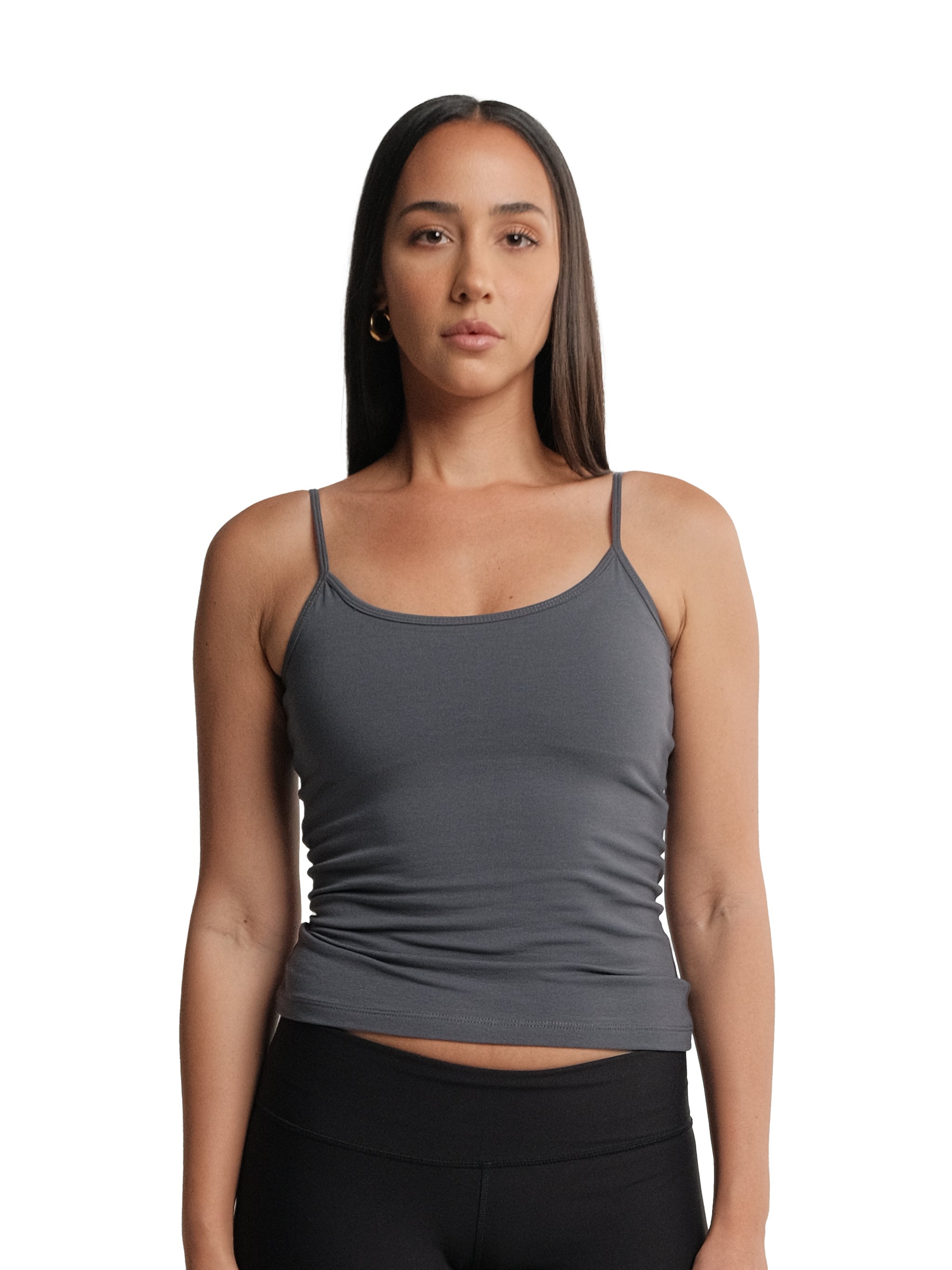 DARK GREY SPAGHETTI STRAP TANK TOP