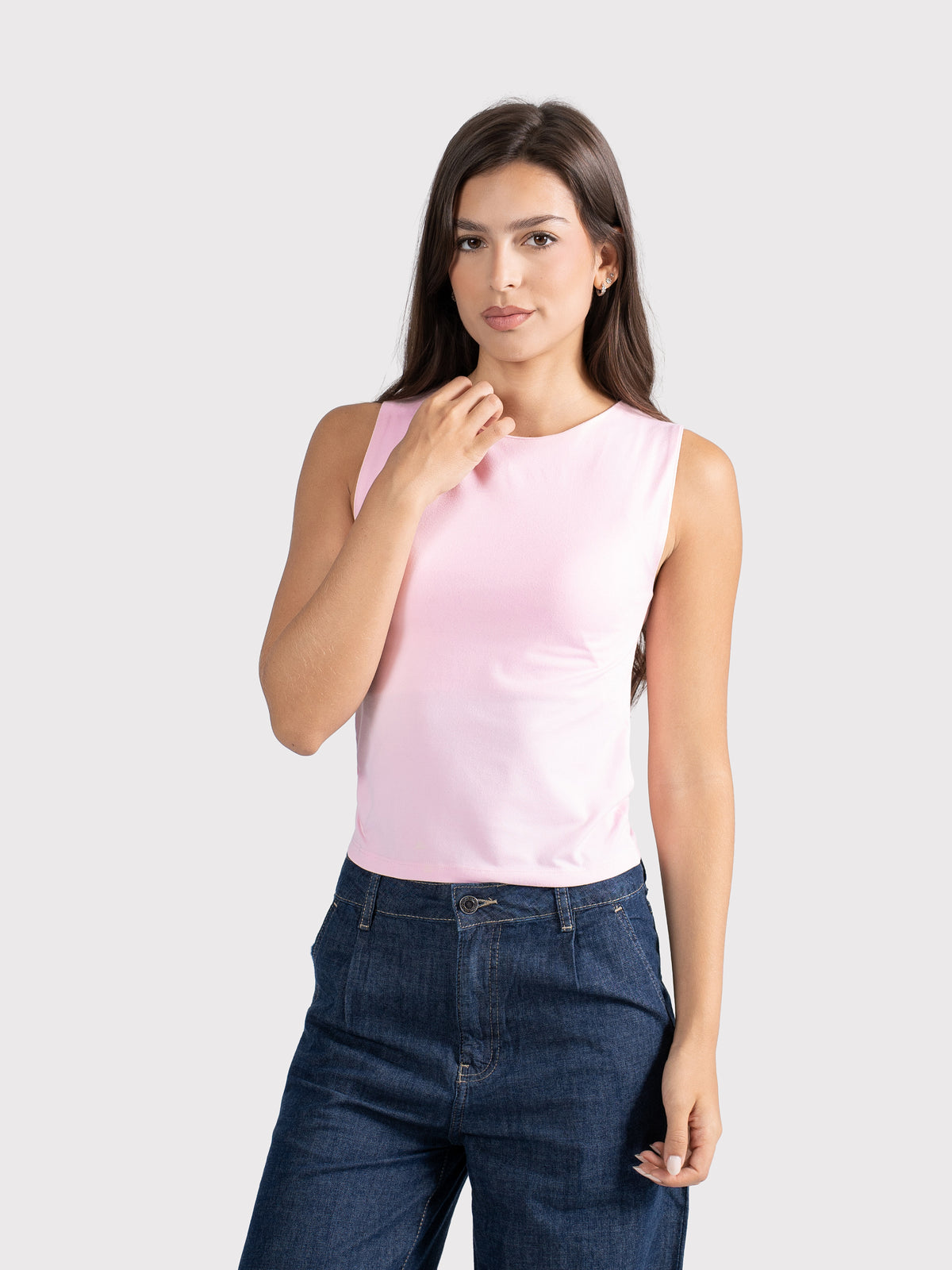 MICROFIBER CREWNECK TANK TOP BABY-PINK