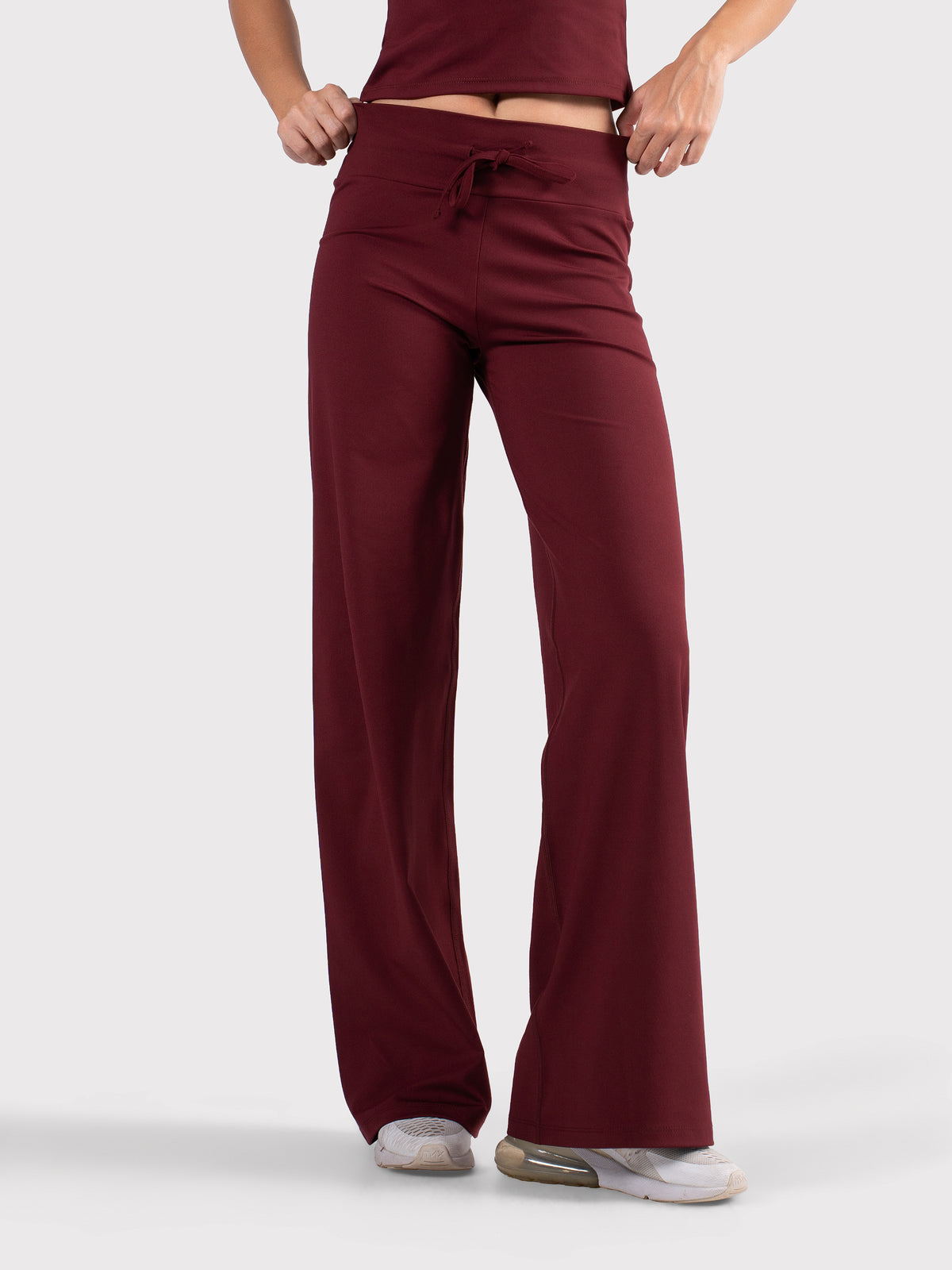 WIDE LEG DRAWSTRING MOVE PANTS BURGUNDY