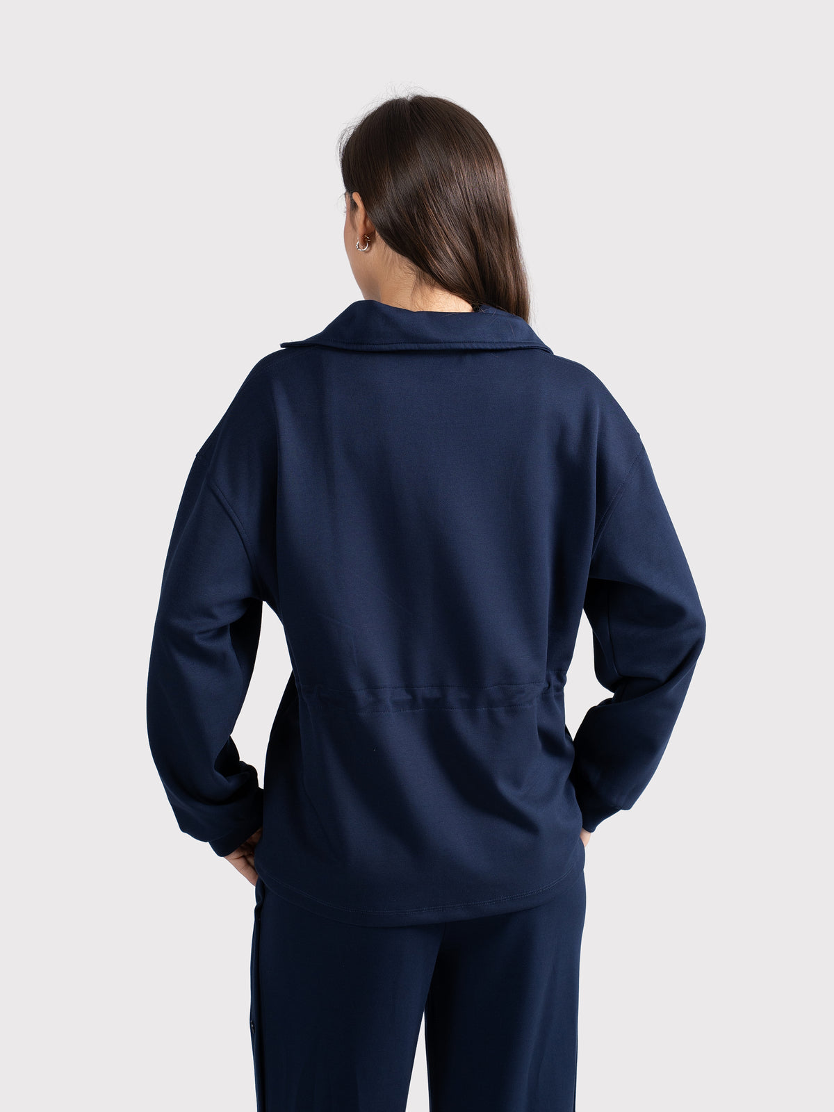 BREATHABLE CINCH SWEATER - NAVY