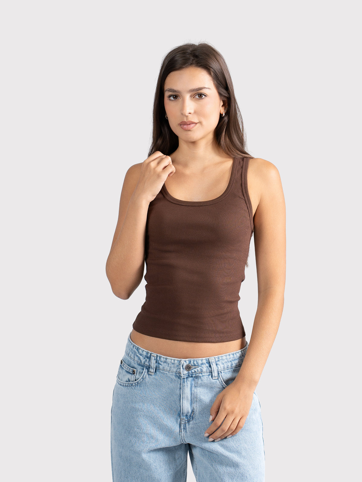 U-SHAPED TANK TOP BROWN