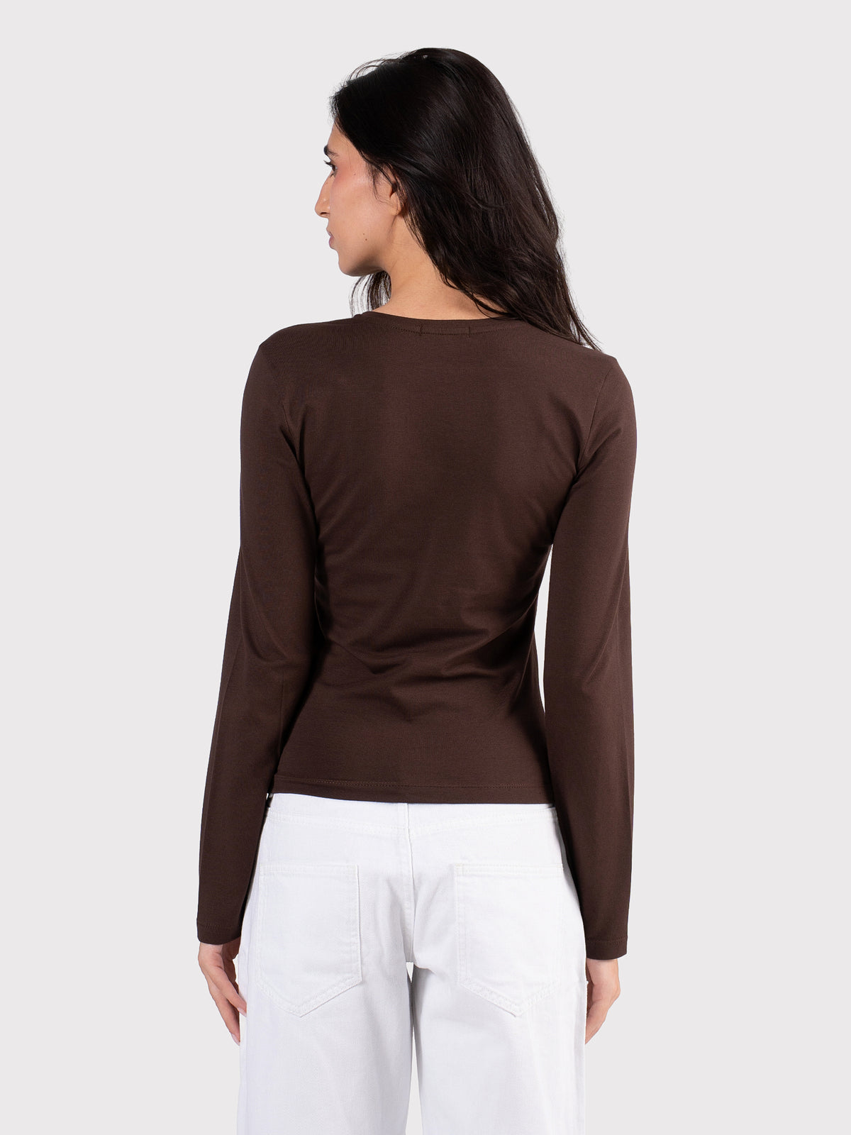BASIC LONG SLEEVE TOP BROWN