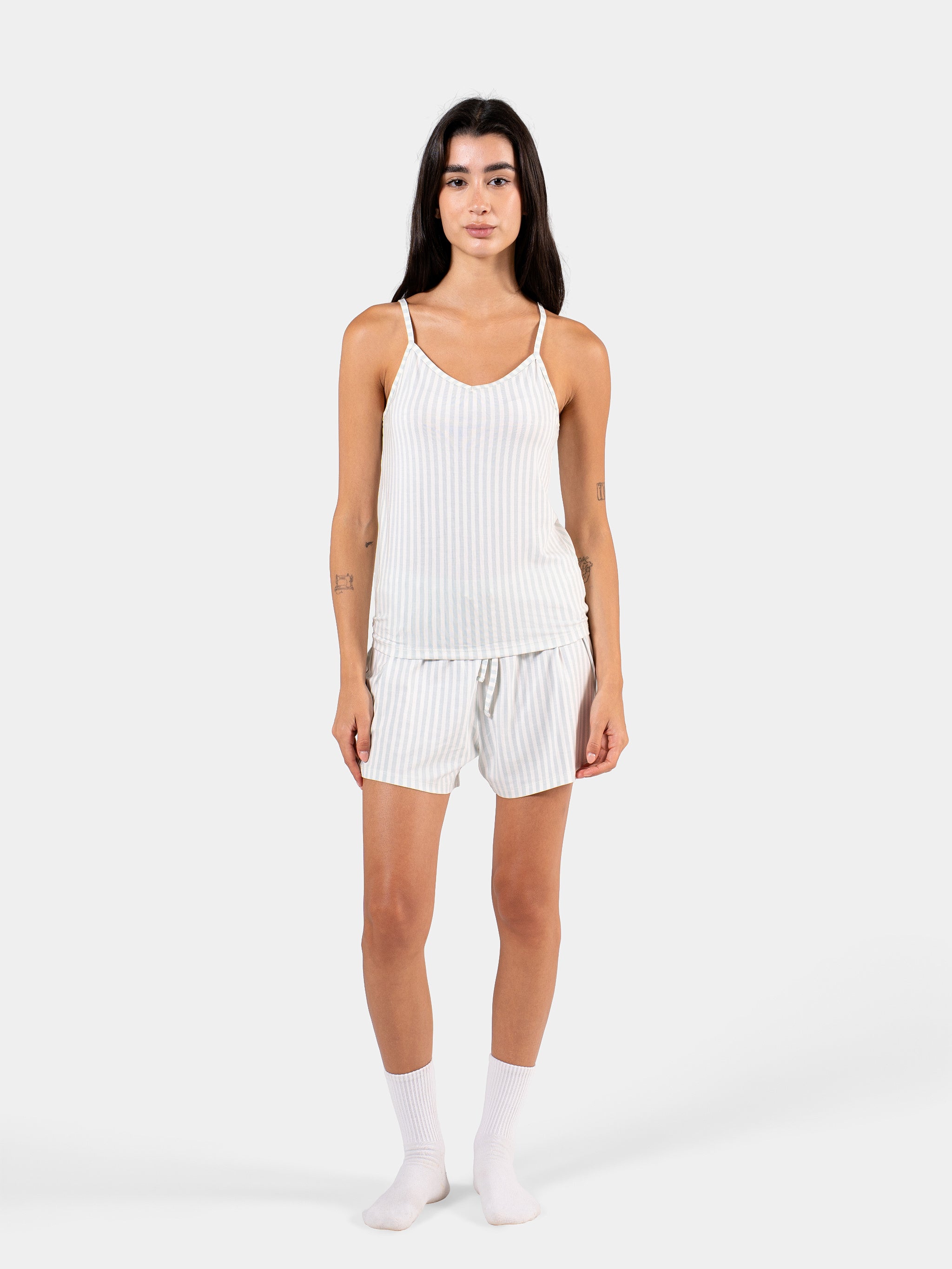 CLASSIC STRIP SPAGHETTI-SHORT SET BABY BLUE X WHITE 5