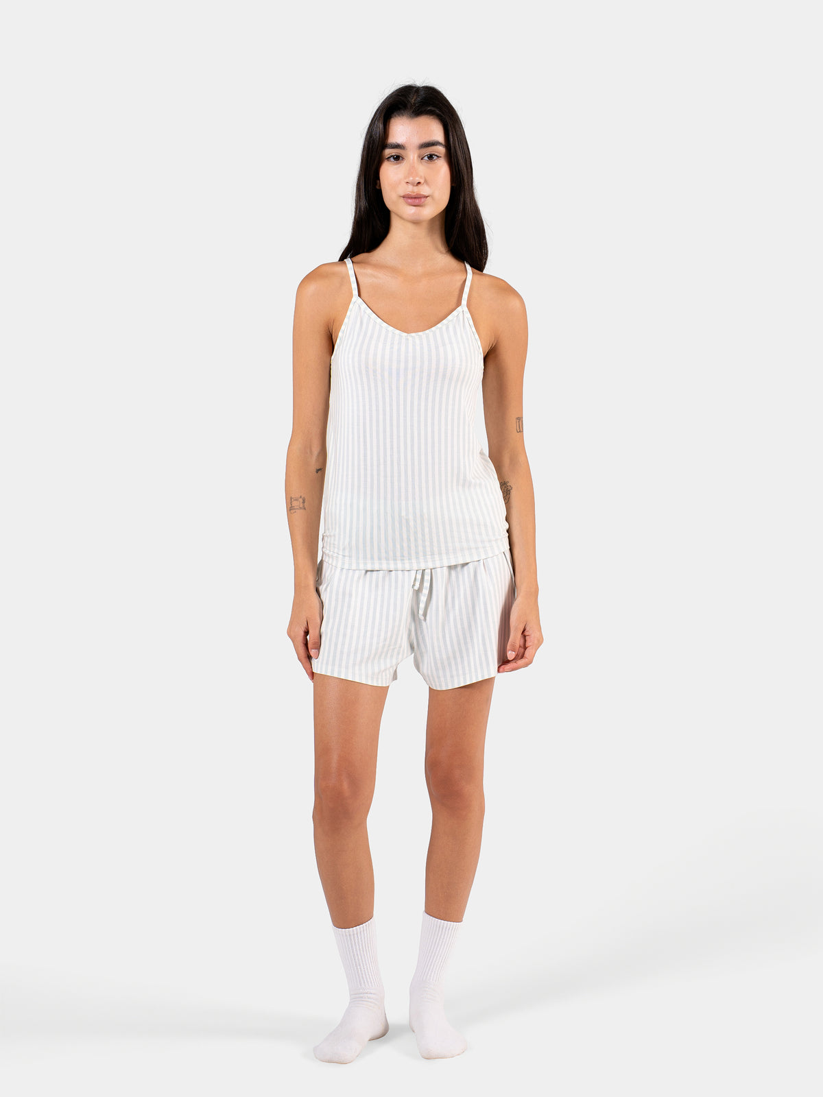 CLASSIC STRIP SPAGHETTI-SHORT SET BABY BLUE X WHITE 5