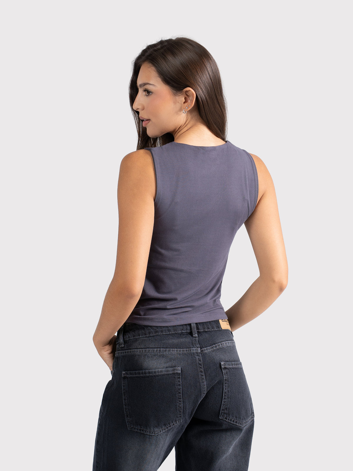 MICROFIBER CREWNECK TANK TOP CHARCOAL