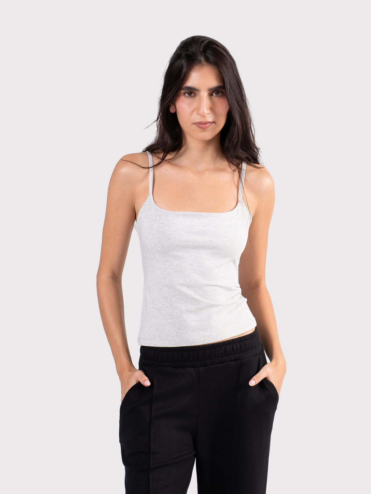 SPAGHETTI STRAP TOP CLOUD-GREY
