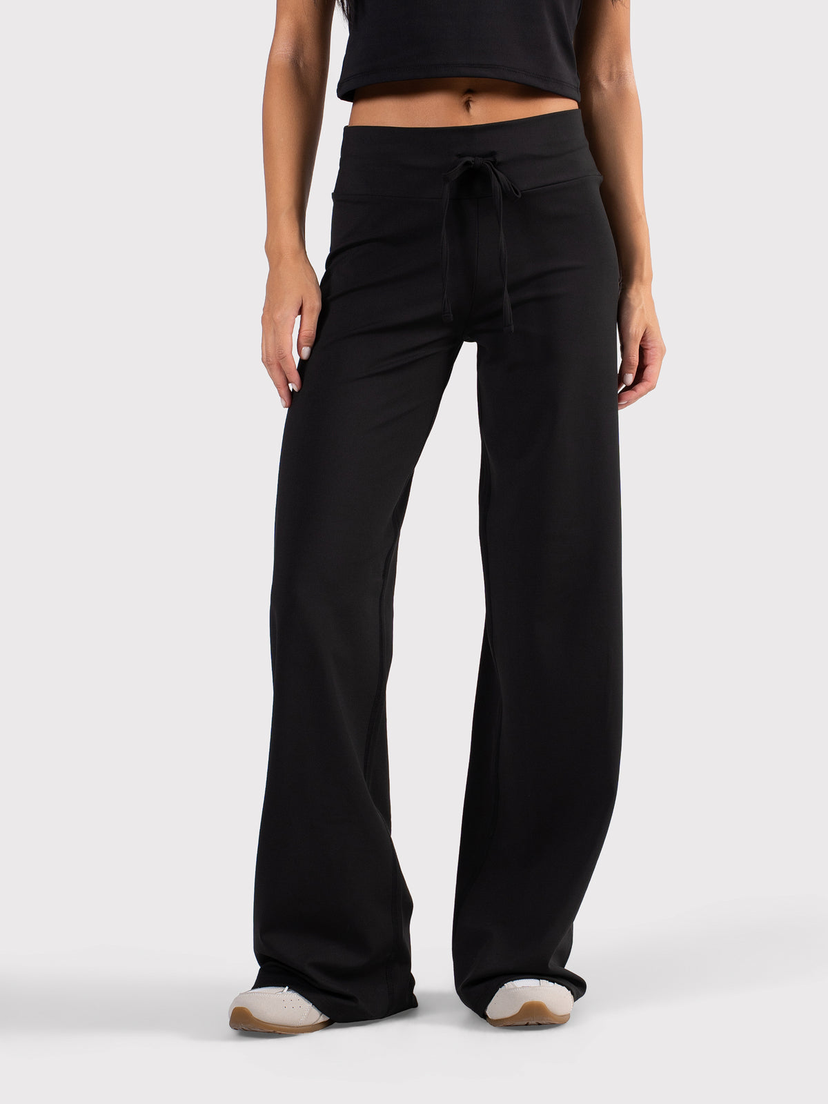WIDE LEG DRAWSTRING MOVE PANTS BLACK
