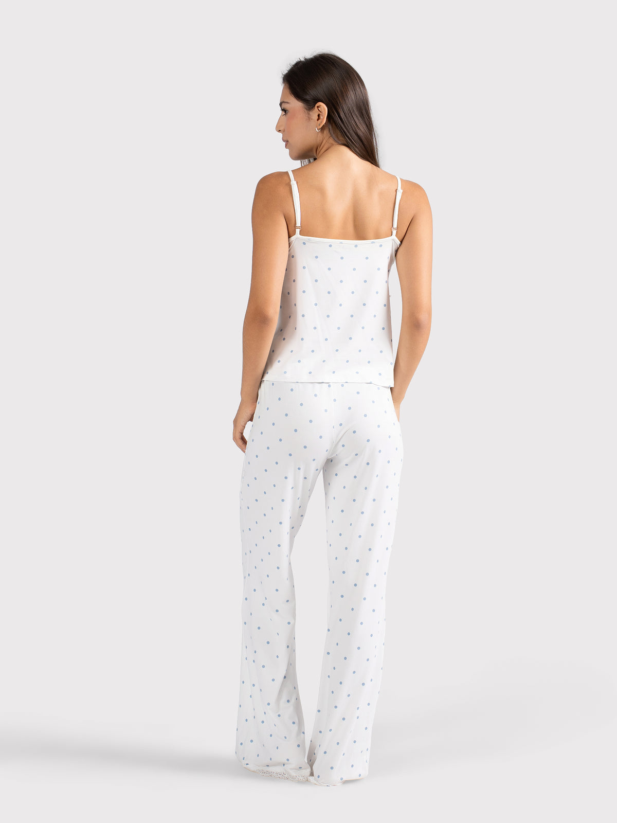 POLKA DOT CAMI PANTS SET WHITE X BLUE