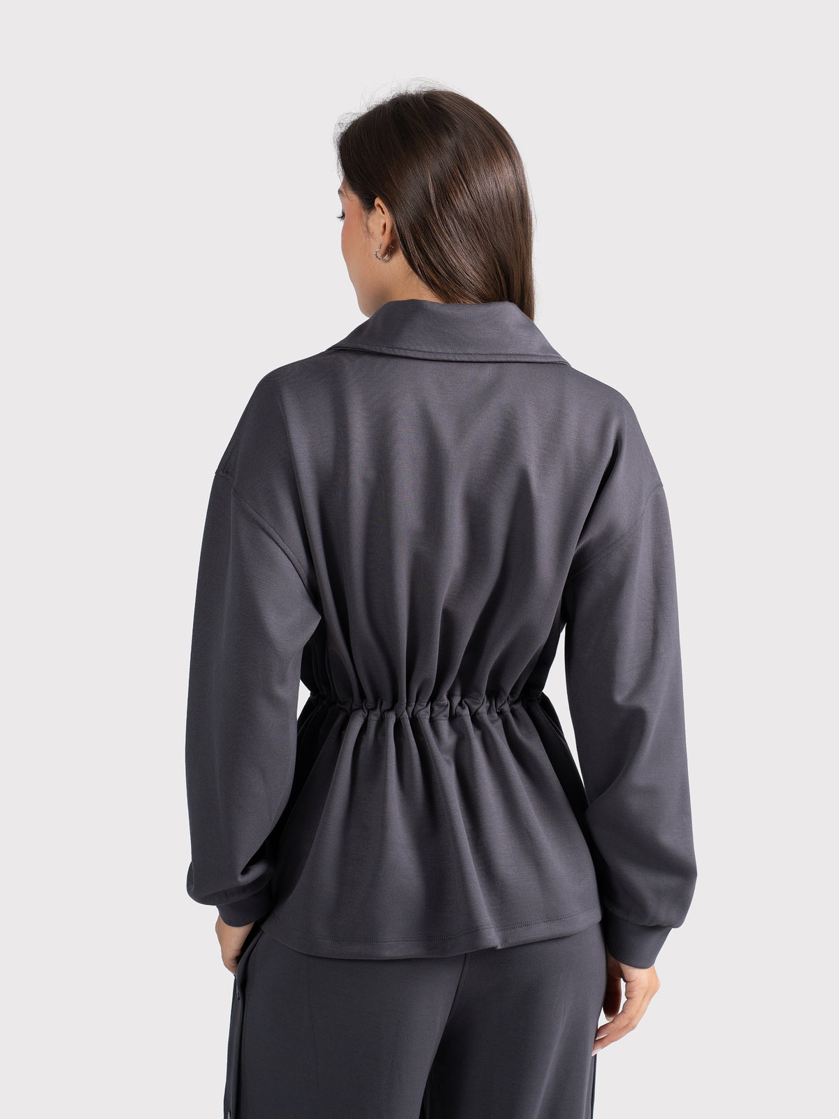 BREATHABLE CINCH SWEATER - GREY