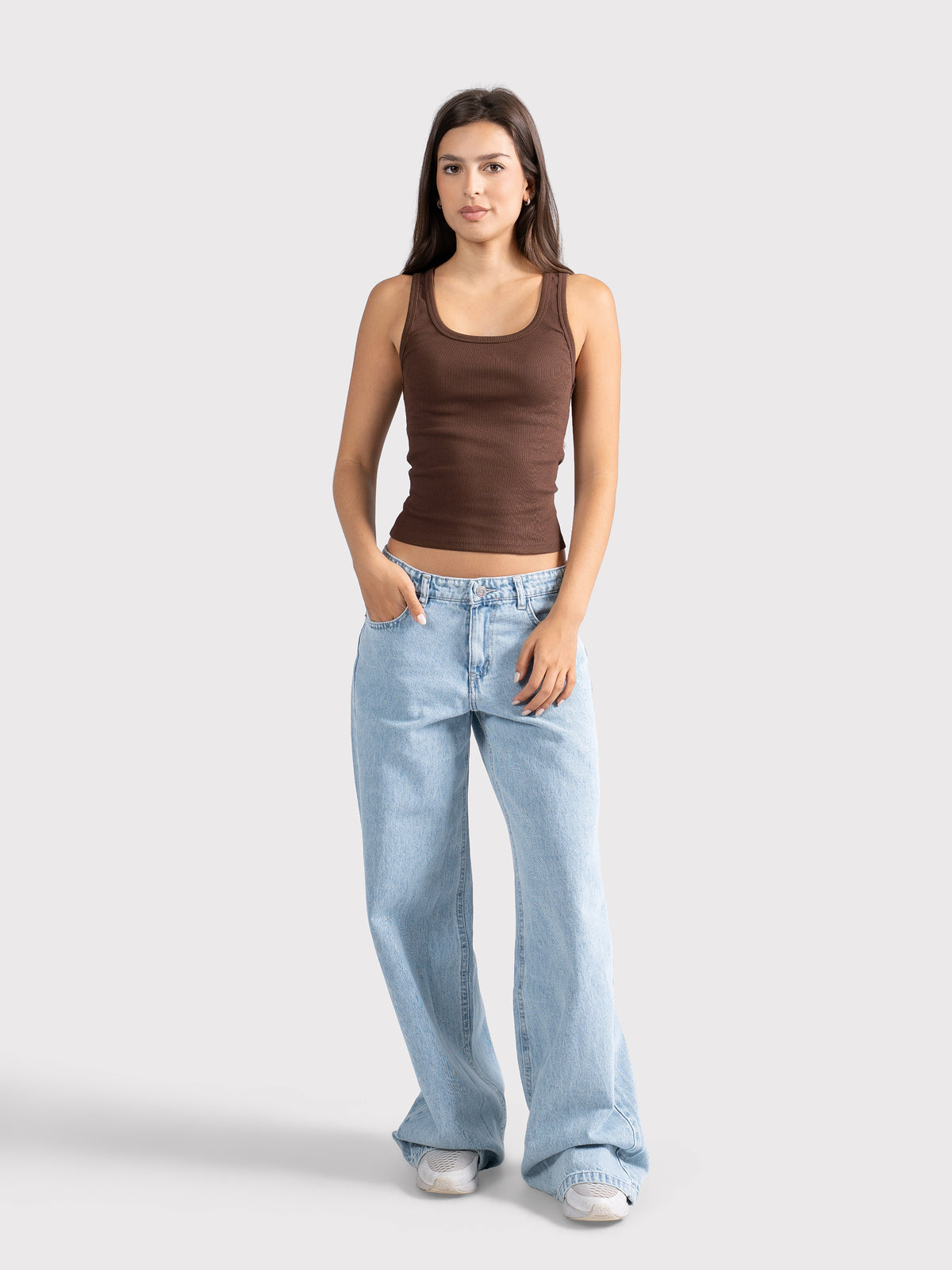 U-SHAPED TANK TOP BROWN