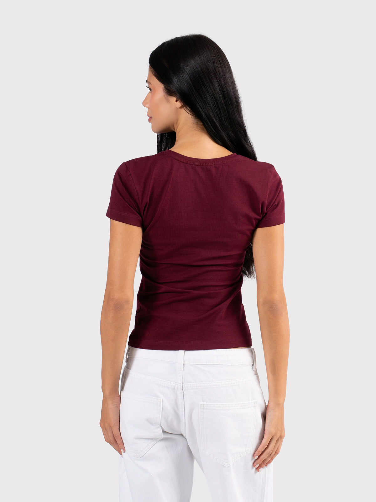 SHORT SLEEVE TOP BURGUNDY