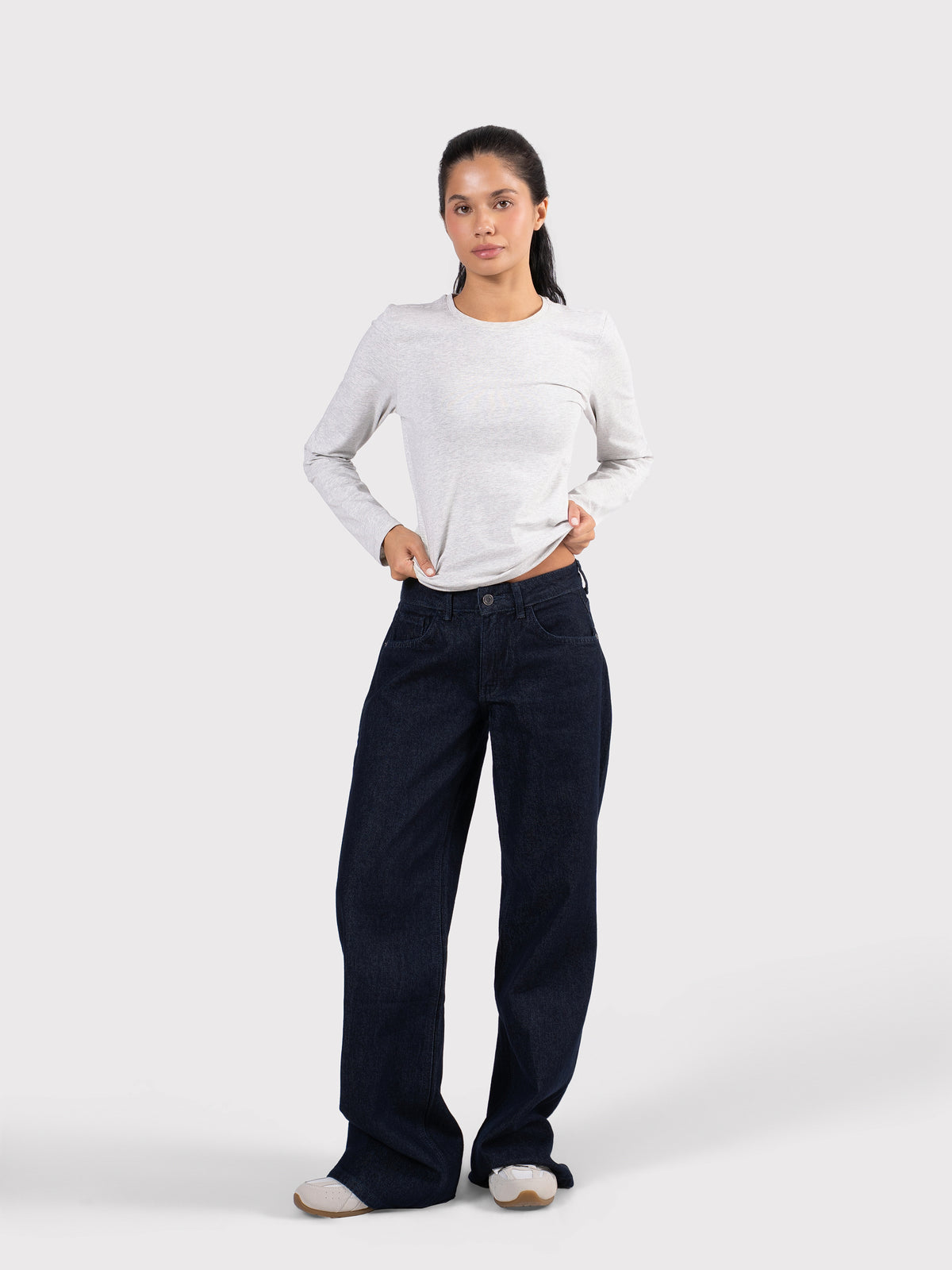 BASIC LONG SLEEVE TOP CLOUD-GREY