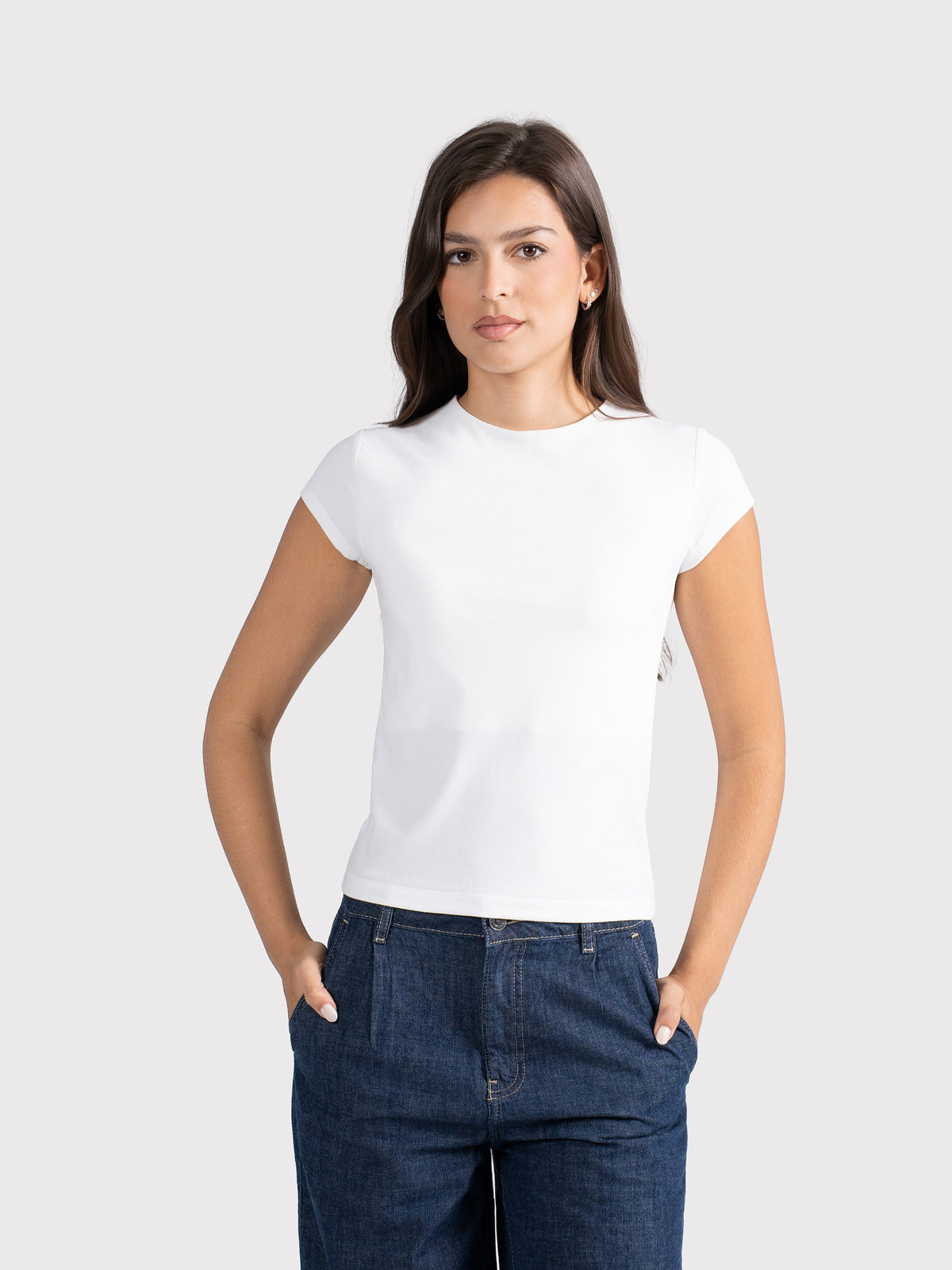 MICROFIBER BASIC SHORT SLEEVE TOP OFF-WHITE