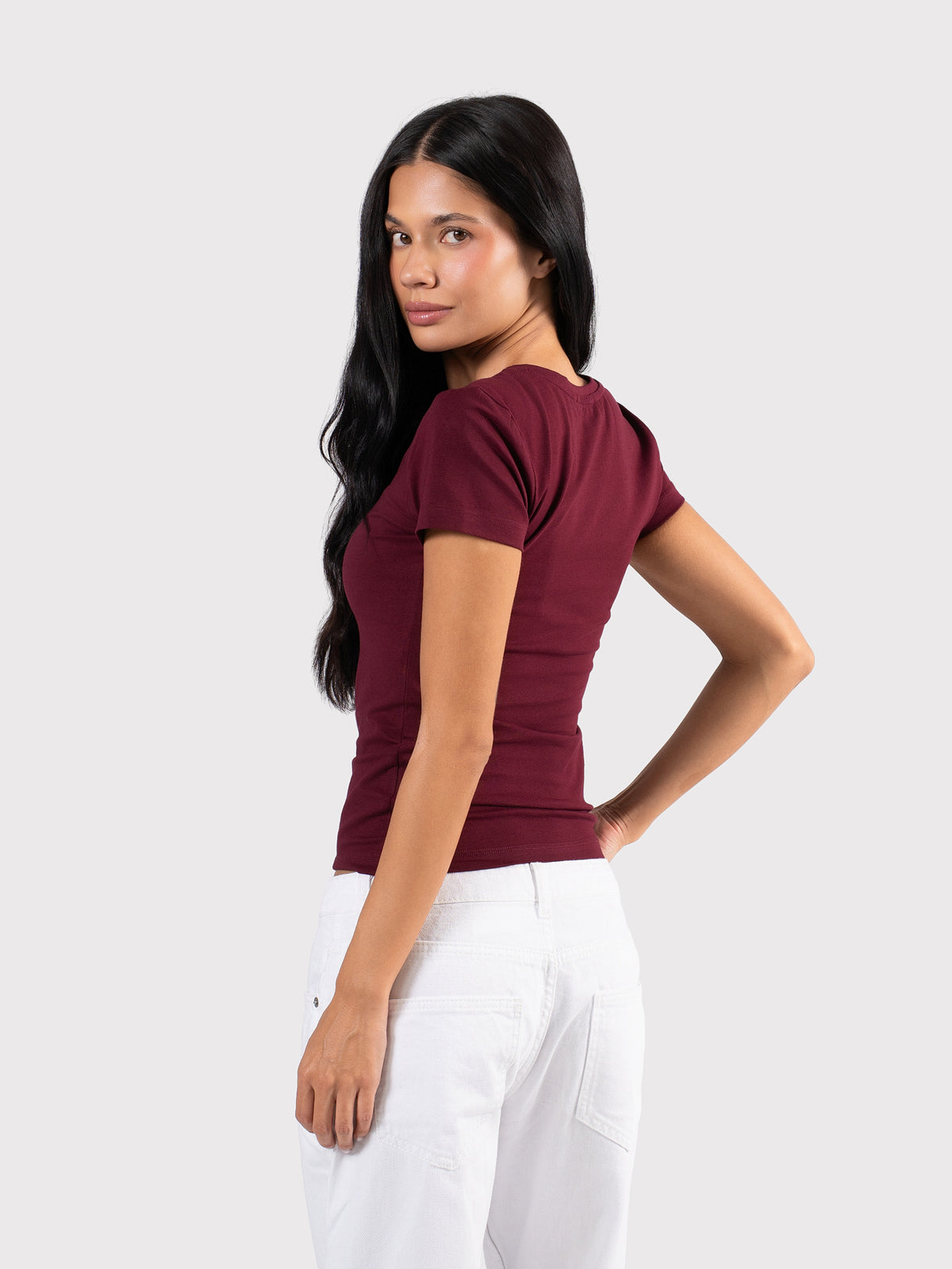 SHORT SLEEVE TOP BURGUNDY