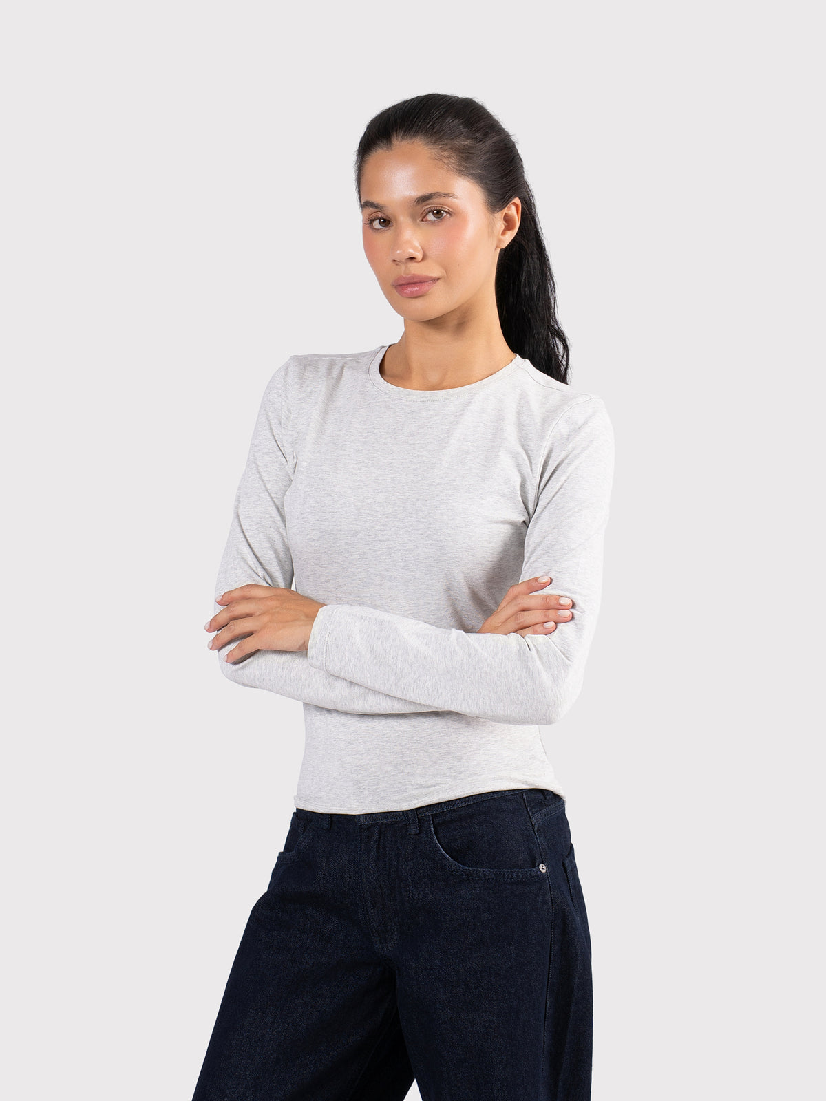 BASIC LONG SLEEVE TOP CLOUD-GREY