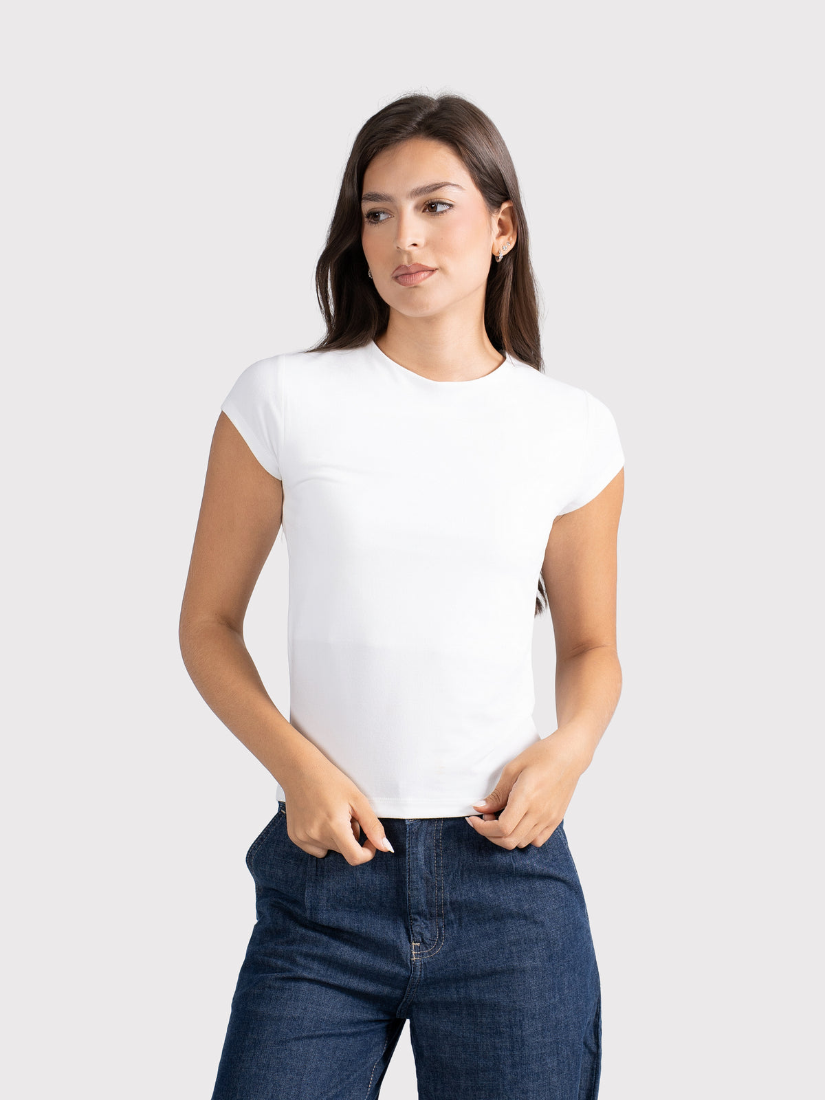 MICROFIBER BASIC SHORT SLEEVE TOP OFF-WHITE