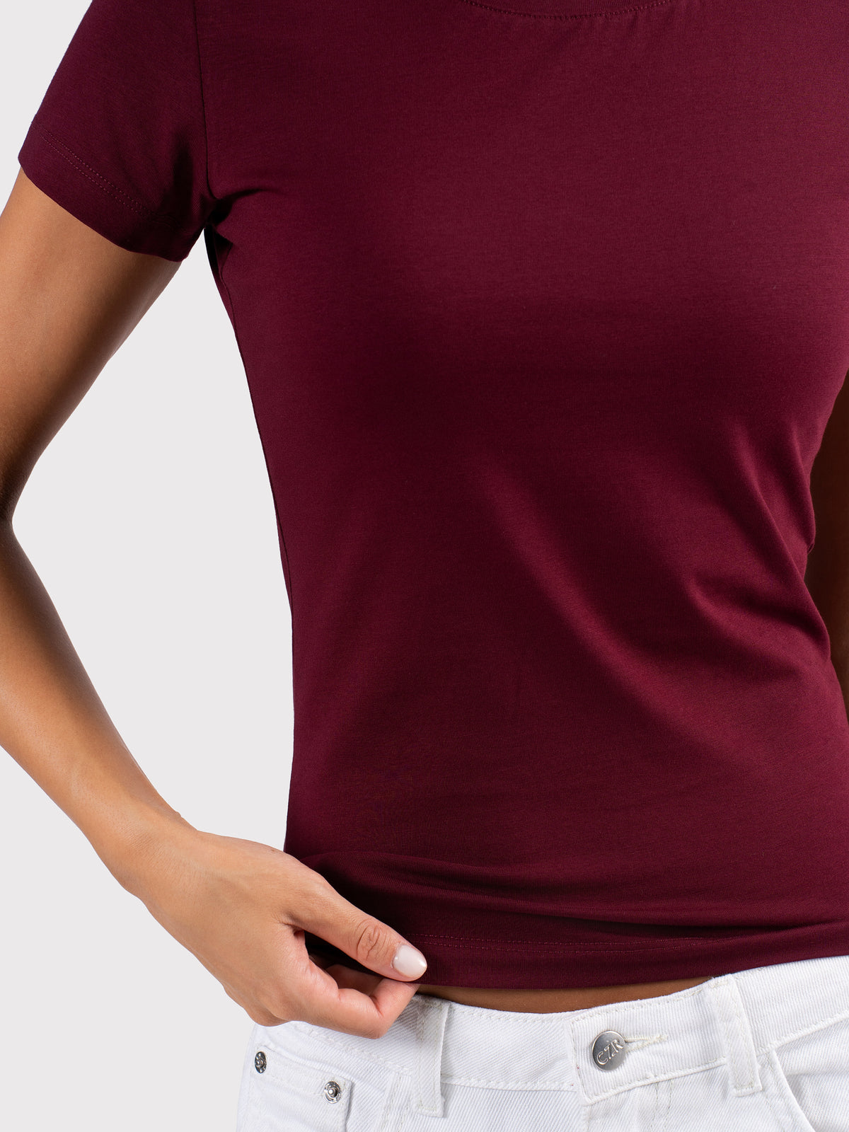 SHORT SLEEVE TOP BURGUNDY
