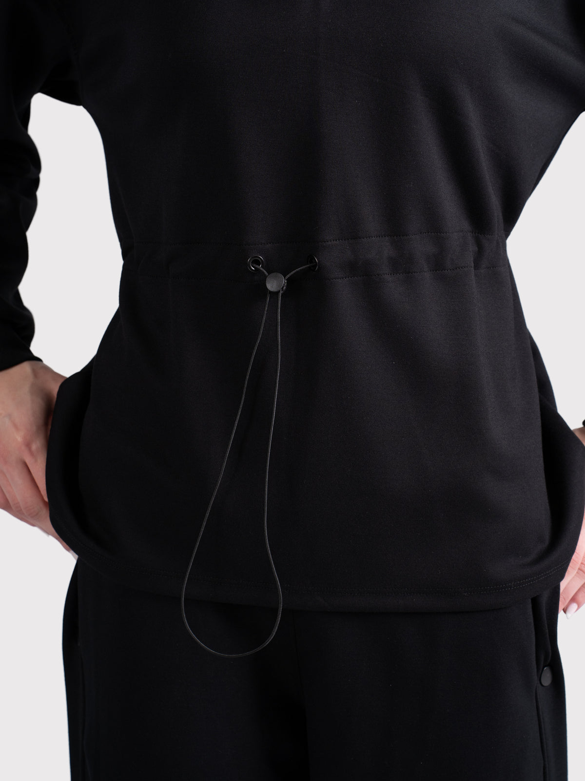 BREATHABLE CINCH SWEATER - BLACK