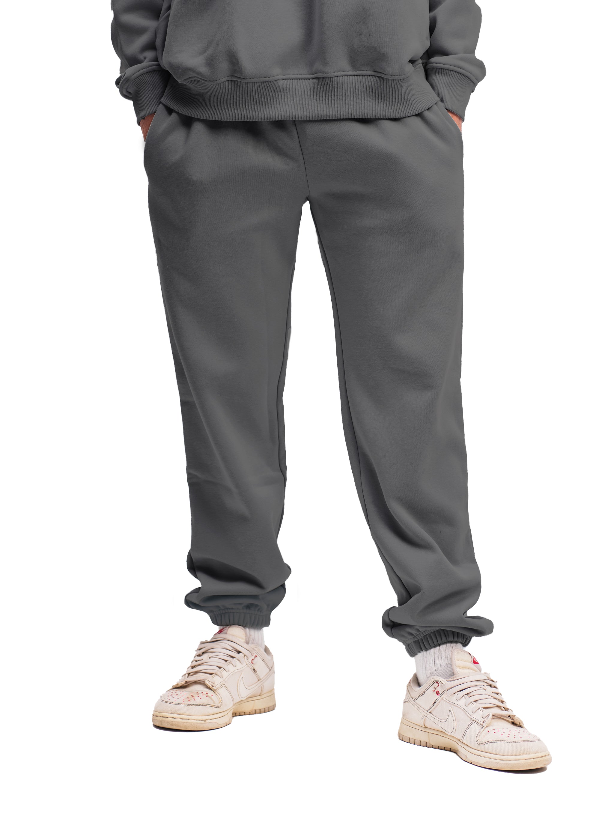 CHARCOAL ELASTIC HEM SWEATPANTS