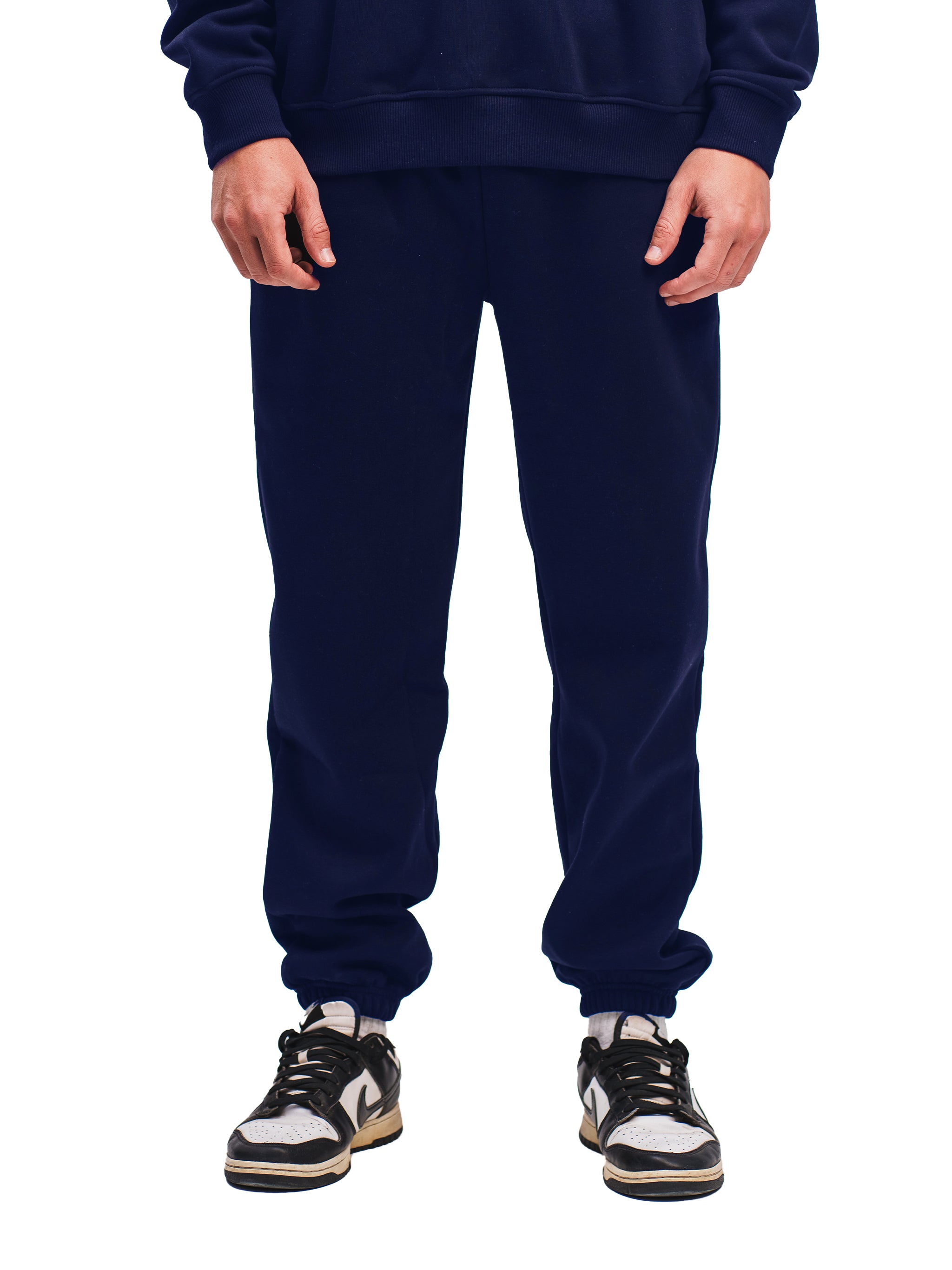 NAVY ELASTIC HEM SWEATPANTS