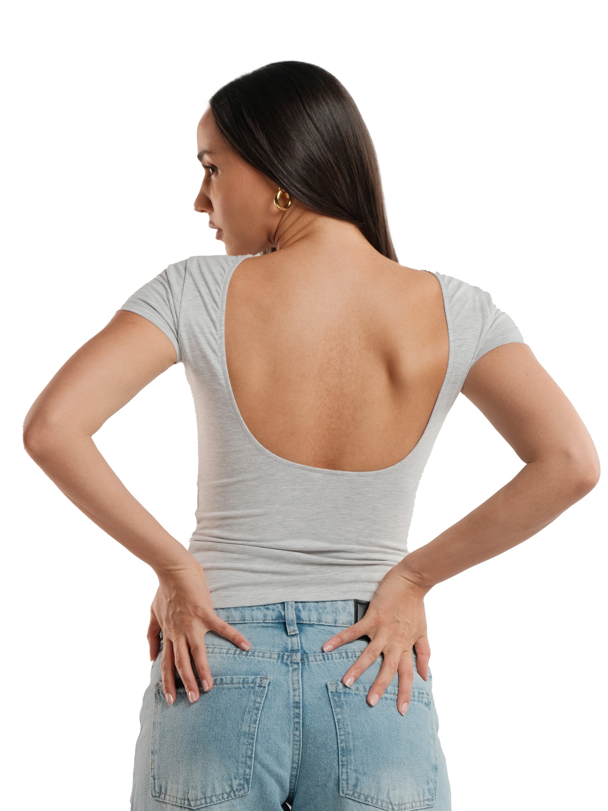 OPEN BACK SHORT SLEEVE TOP