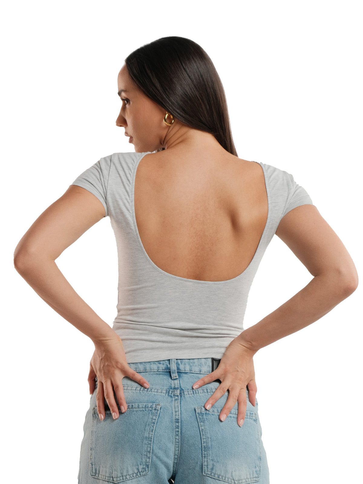 OPEN BACK SHORT SLEEVE TOP