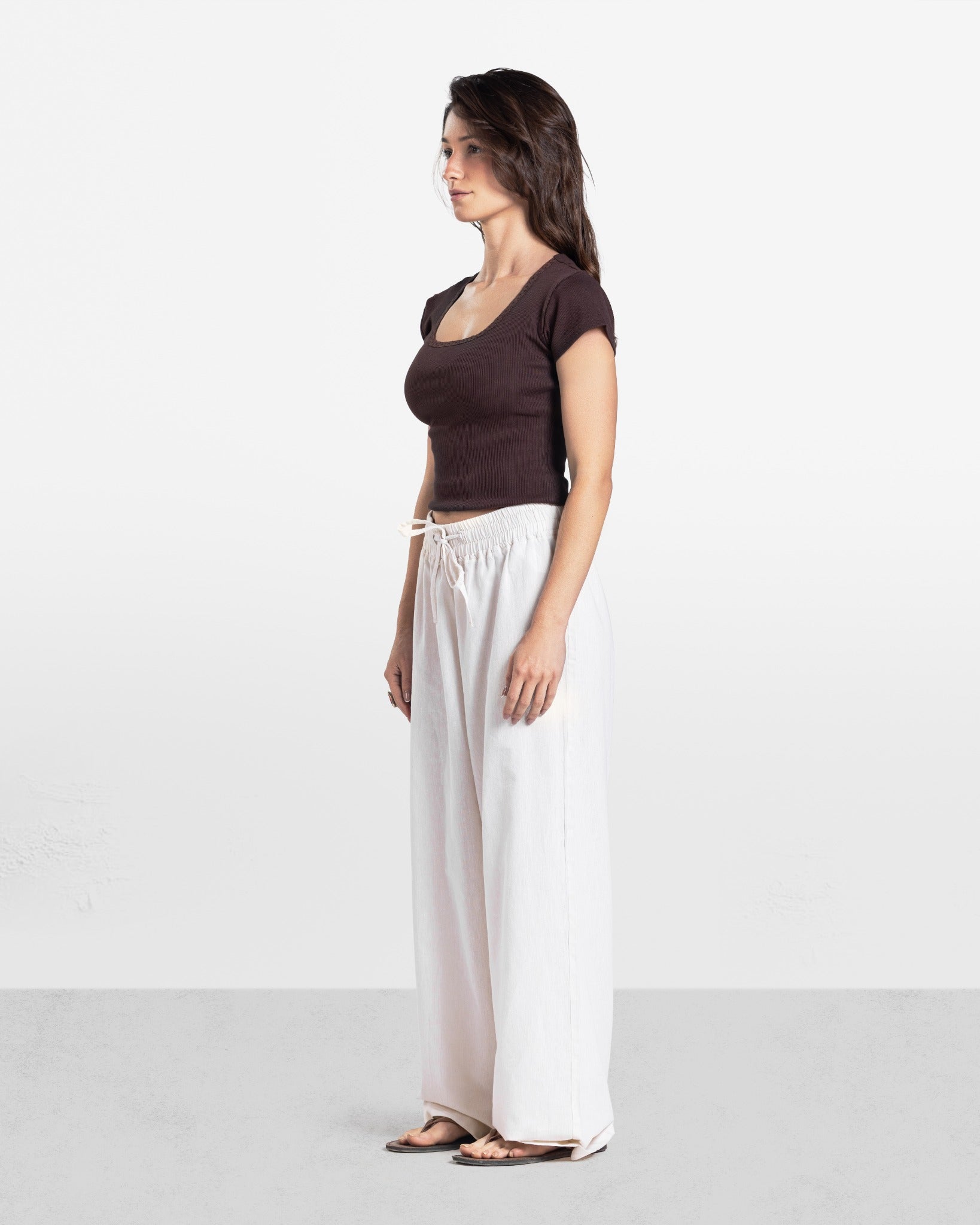 LACE RIBBED SHORT SLEEVE TOP