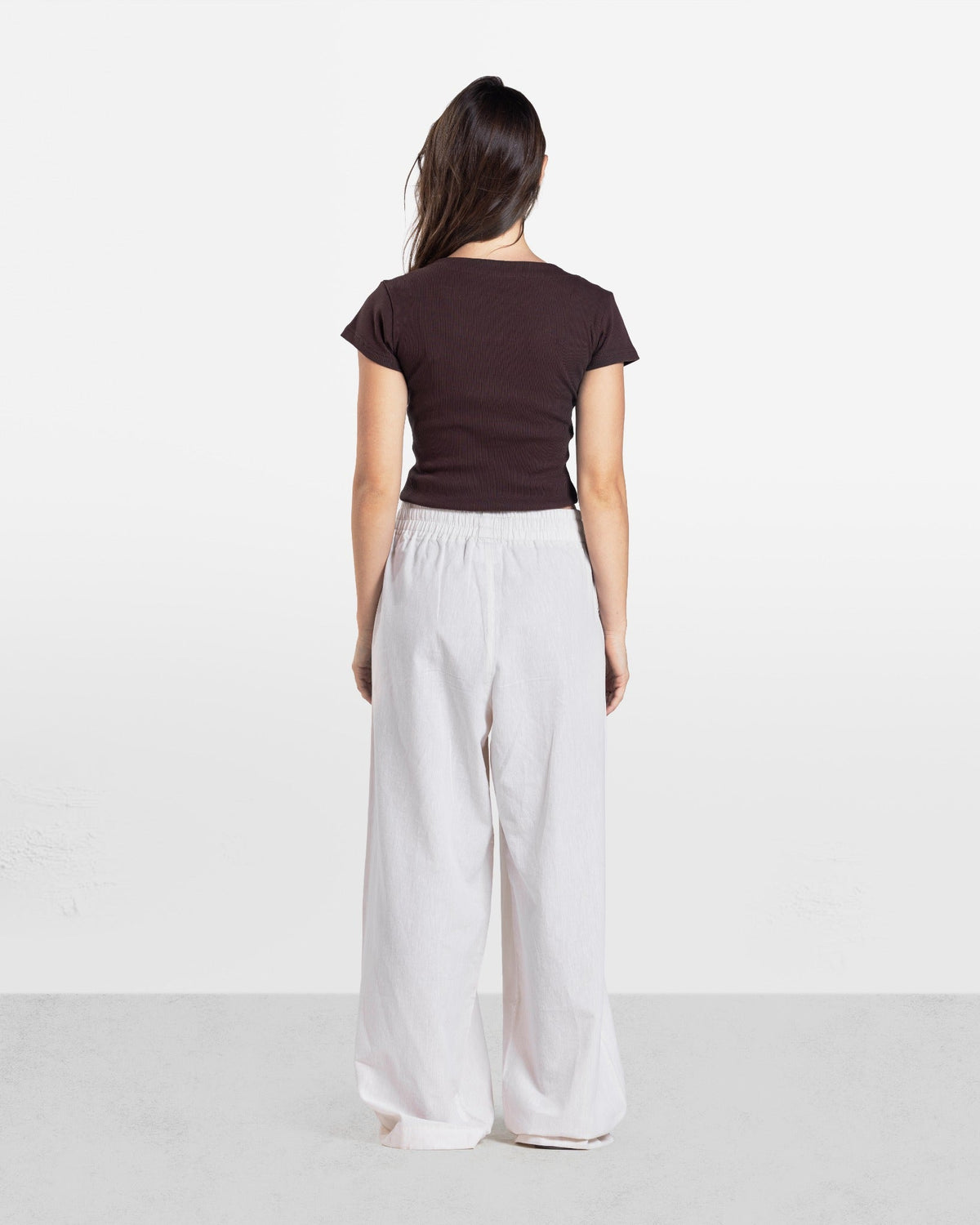 LACE RIBBED SHORT SLEEVE TOP