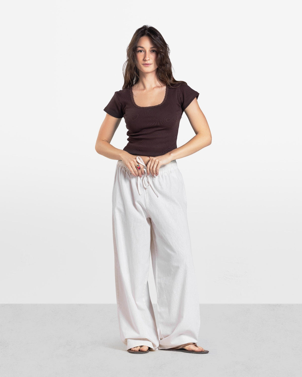LACE RIBBED SHORT SLEEVE TOP