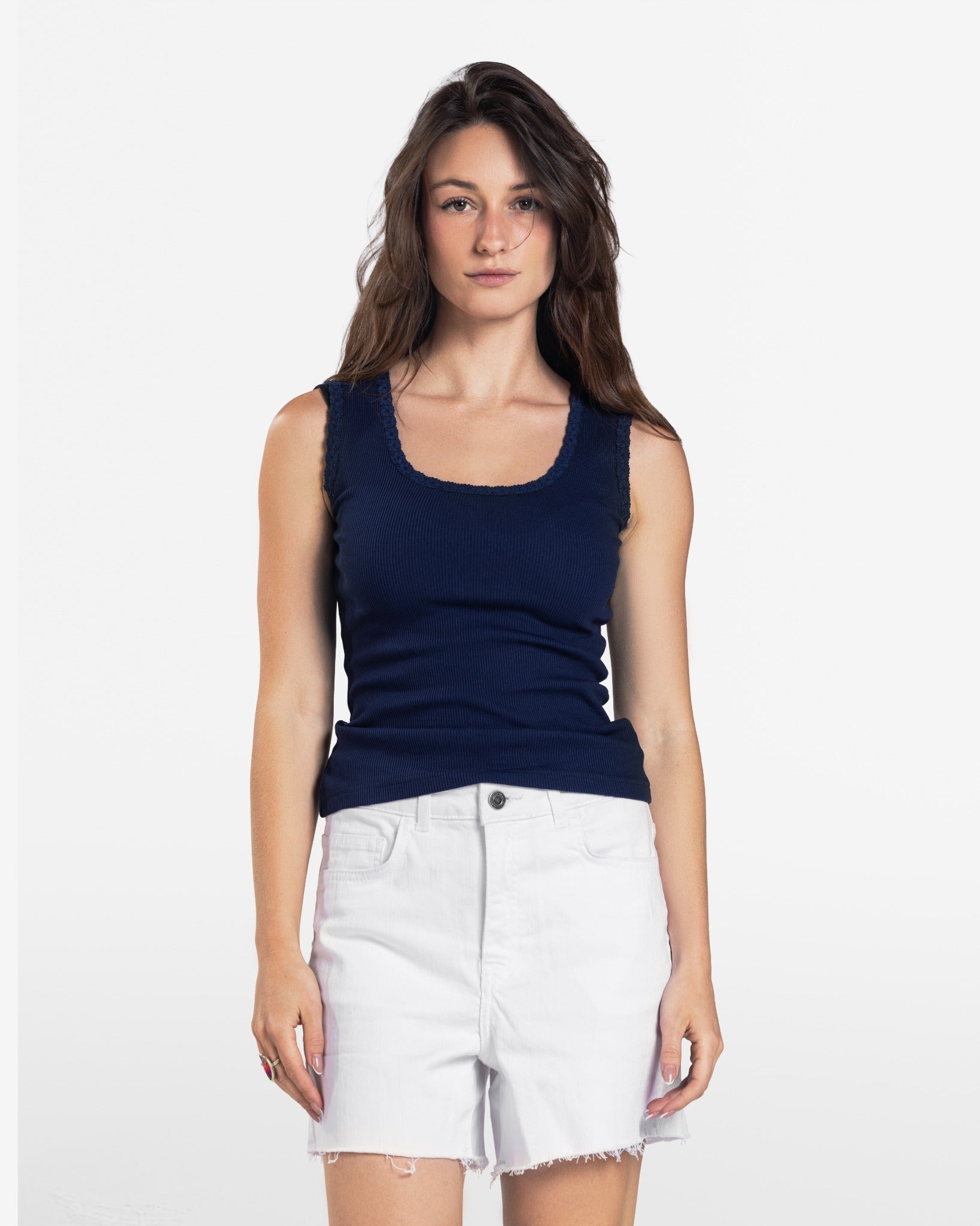 LACE RIBBED TANK TOP