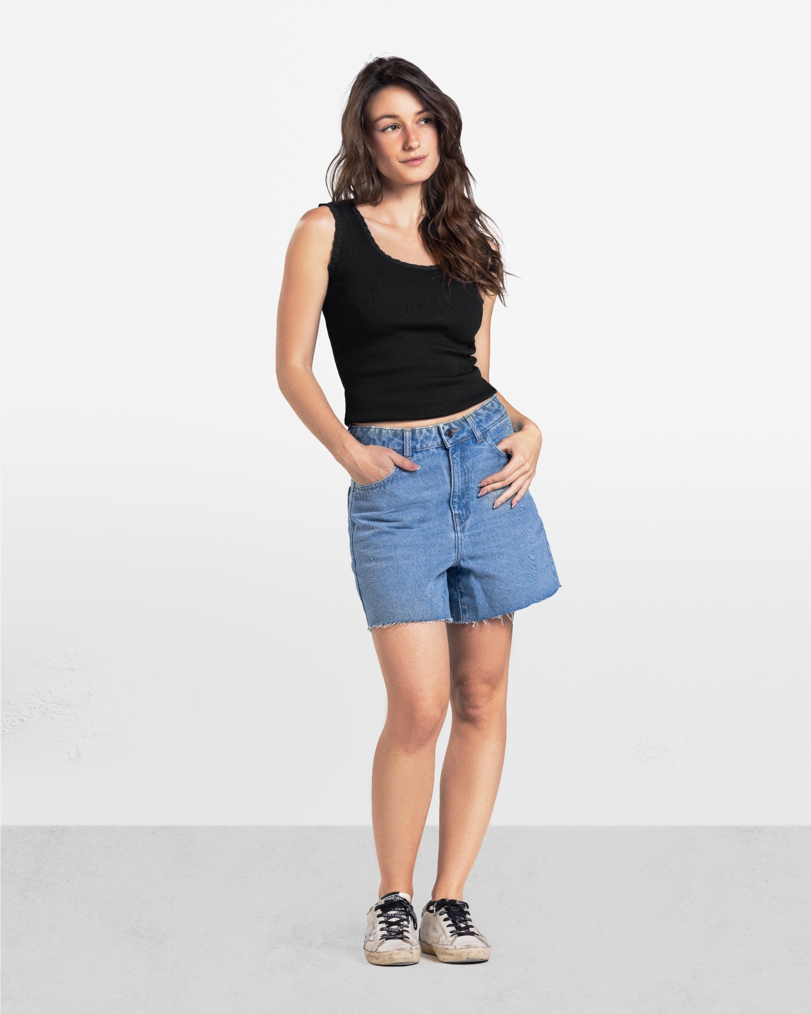 LACE RIBBED TANK TOP