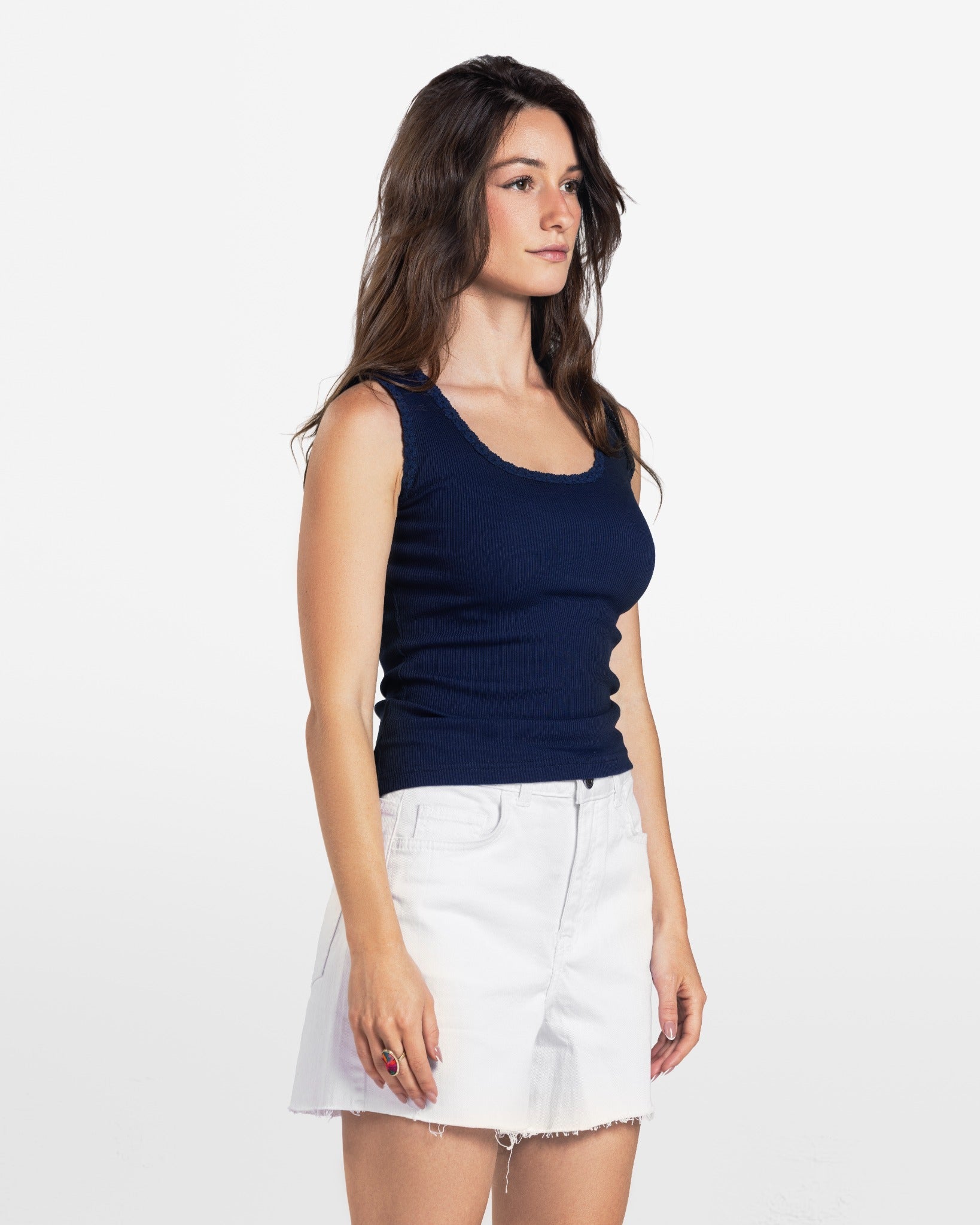 LACE RIBBED TANK TOP
