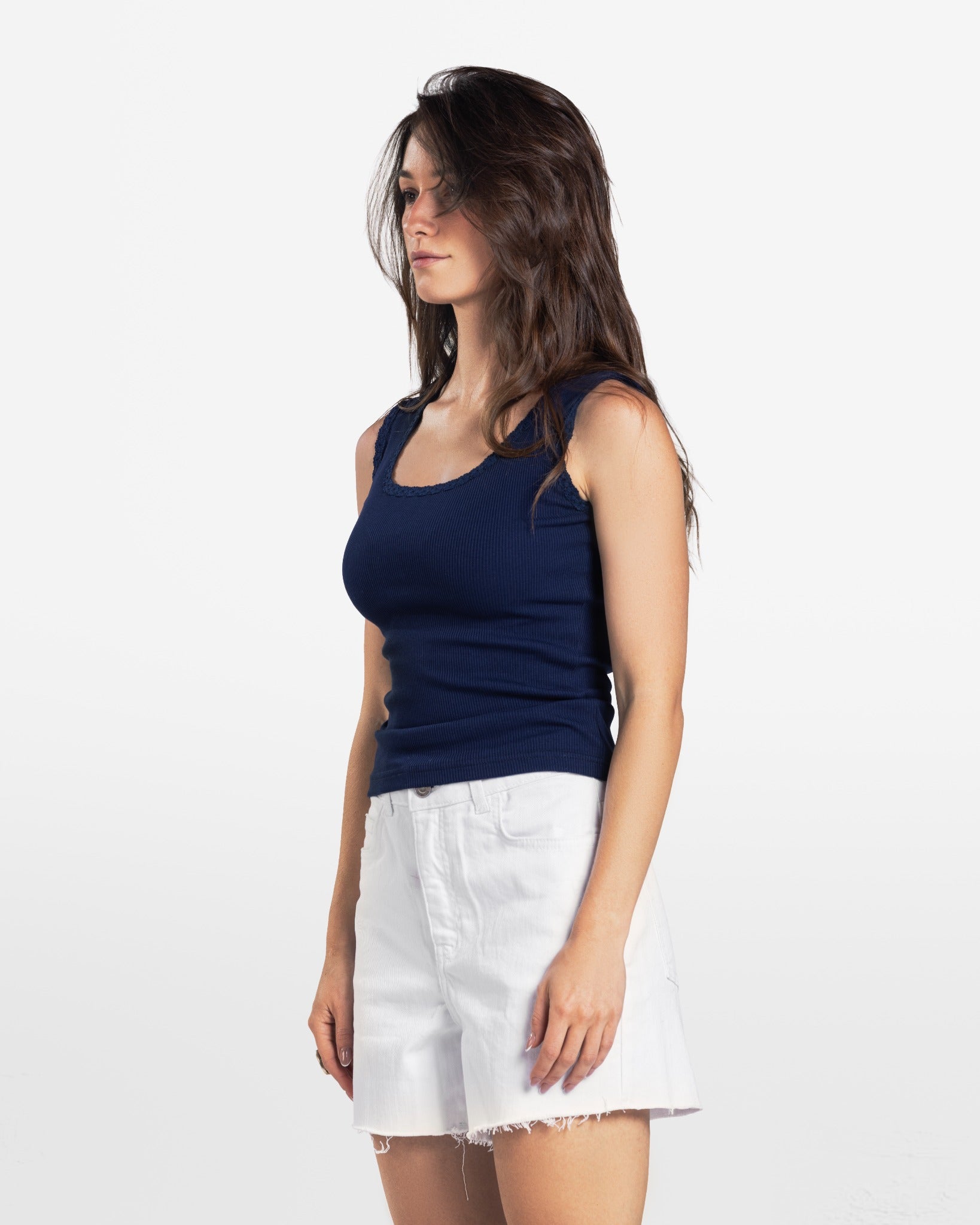 LACE RIBBED TANK TOP