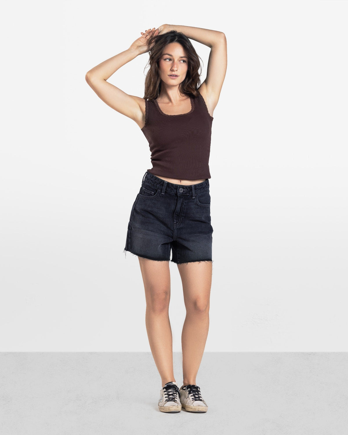 LACE RIBBED TANK TOP