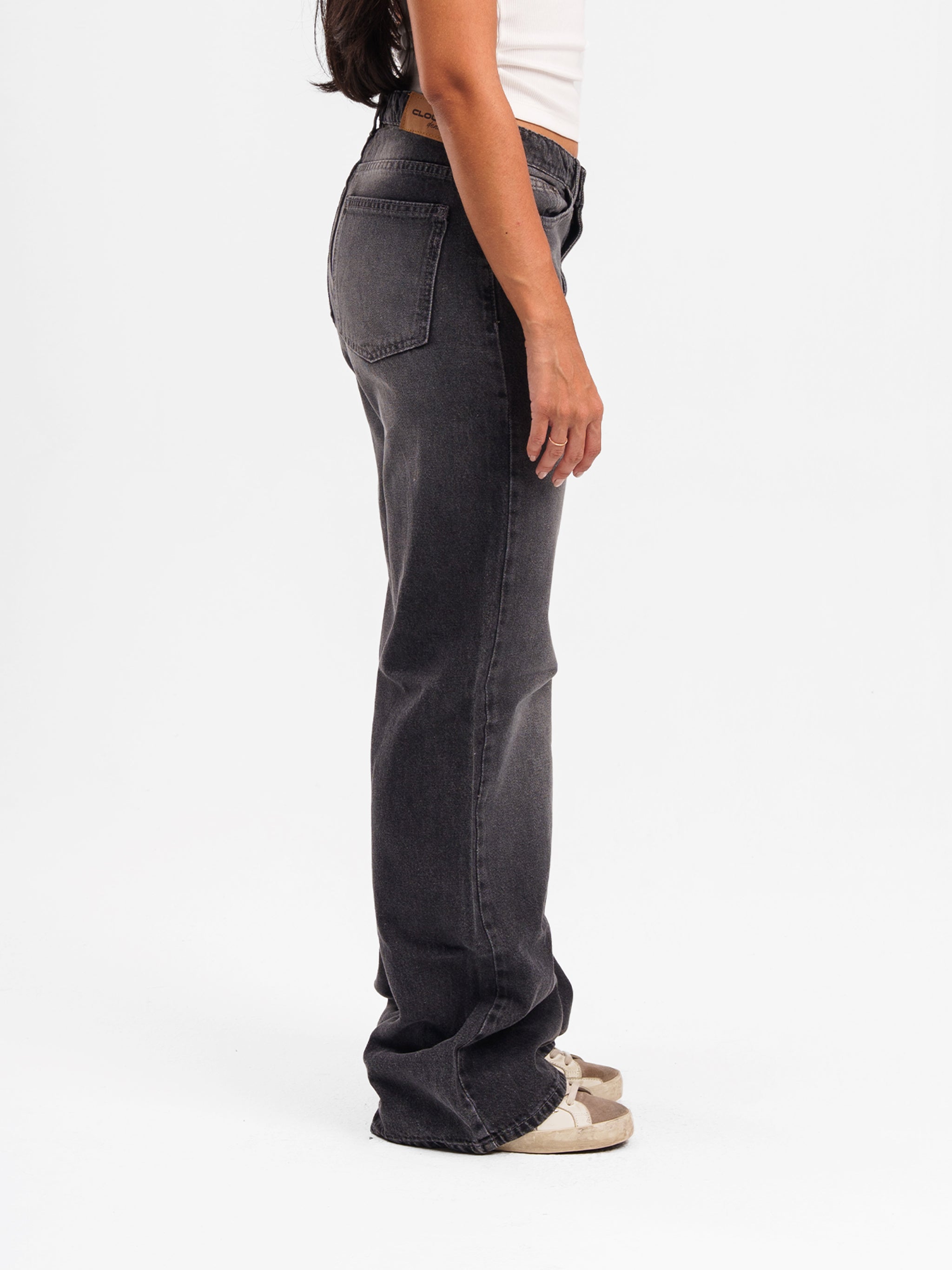 DARK GREY HIGH RISE JEANS