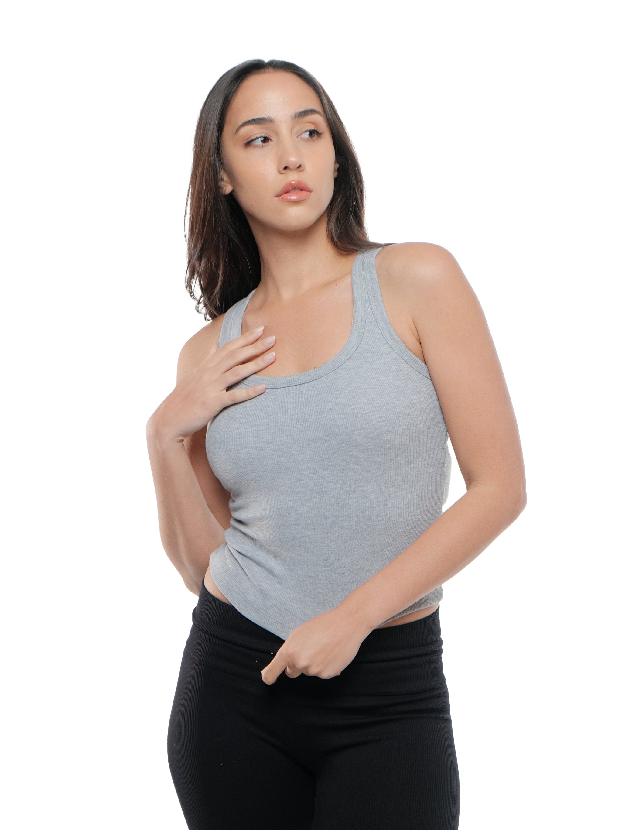 CLOUD GREY U-SHAPED TANK TOP